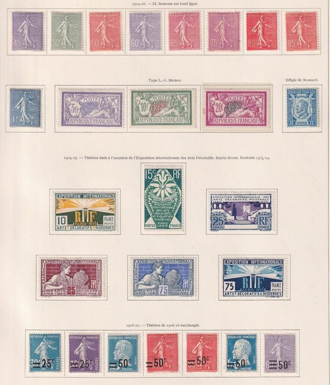 France 1924/1927 - superbe collection de timbres