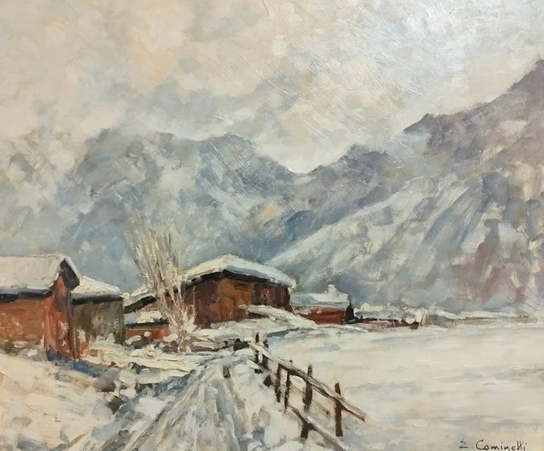 Ernesto Cominetti (1900-1990) - Nevicata in montagna