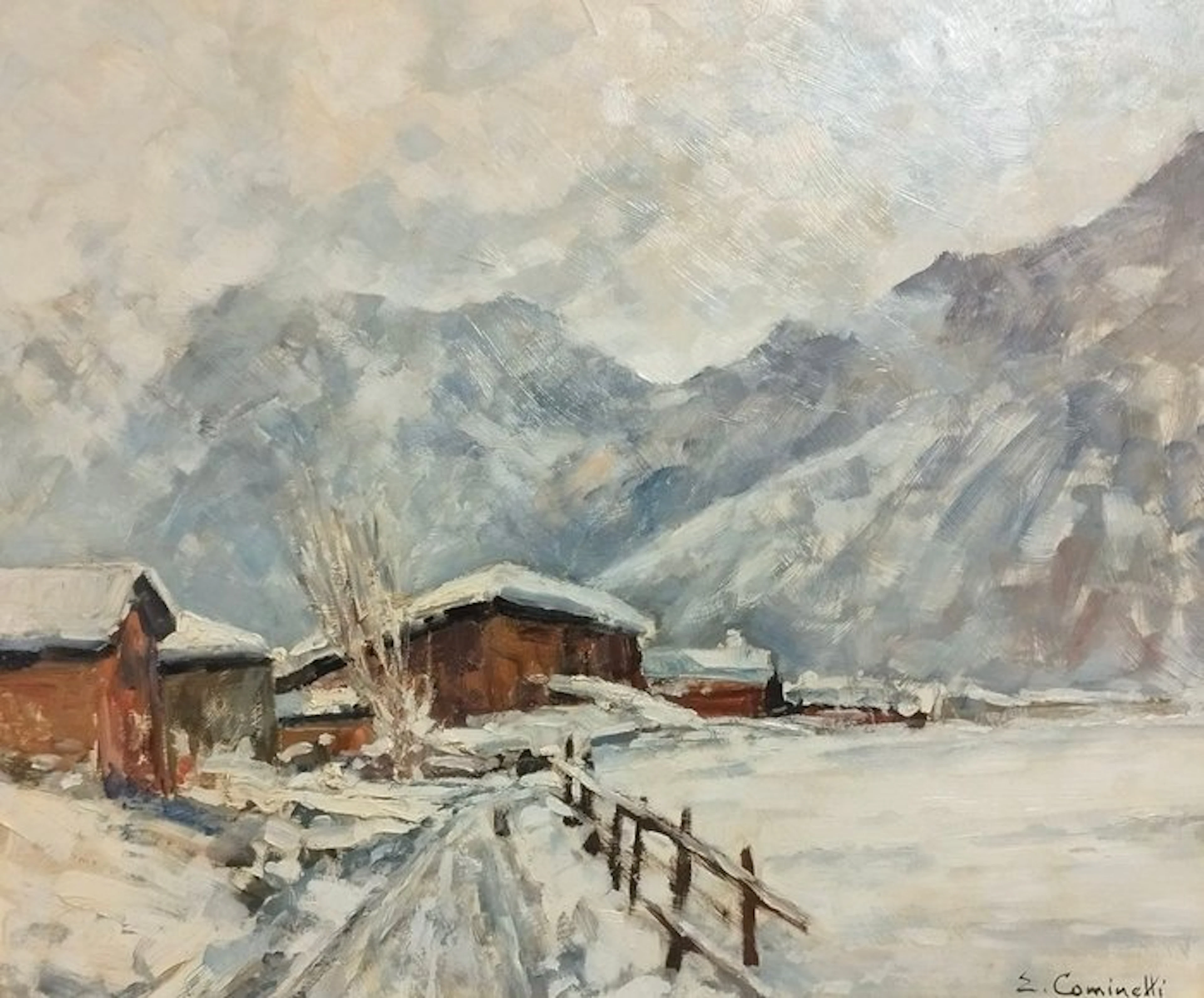 Ernesto Cominetti (1900-1990) - Nevicata in montagna