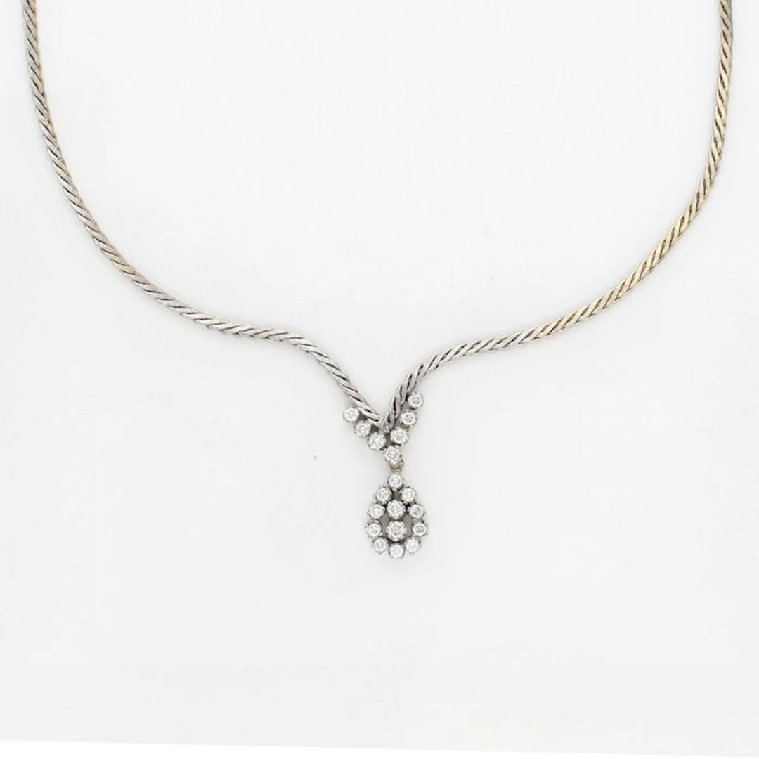 Necklace with pendant - 18 kt. White gold Diamond (Natural)