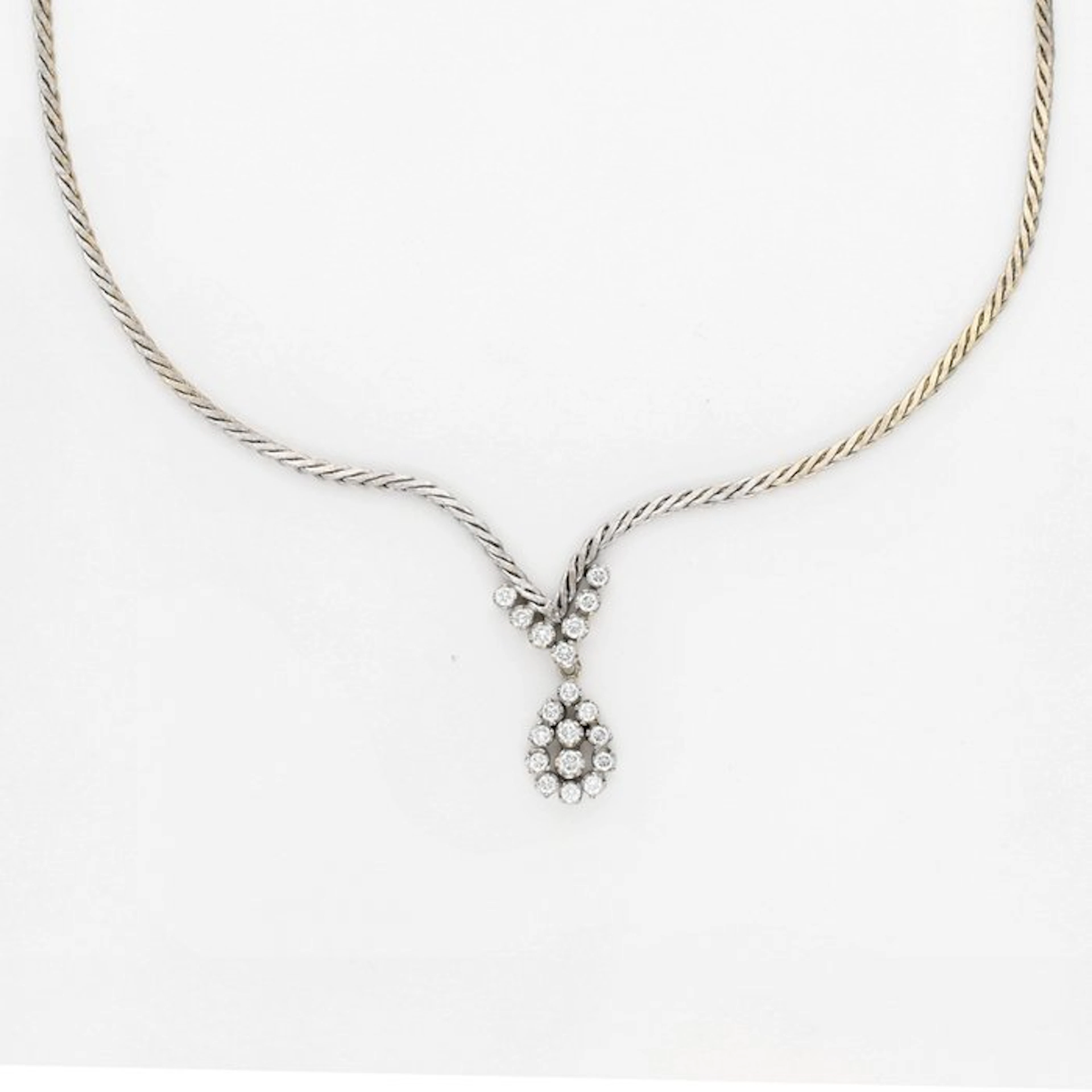 Necklace with pendant - 18 kt. White gold Diamond (Natural)