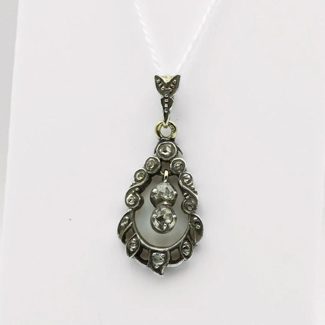 No reserve price - Pendant - 14 kt. Silver, Yellow gold - Diamond