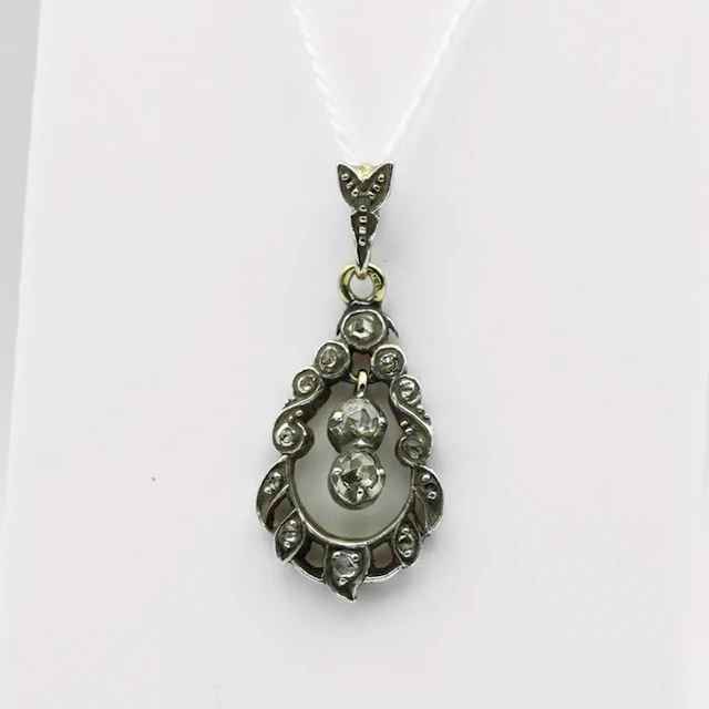 No reserve price - Pendant - 14 kt. Silver, Yellow gold - Diamond
