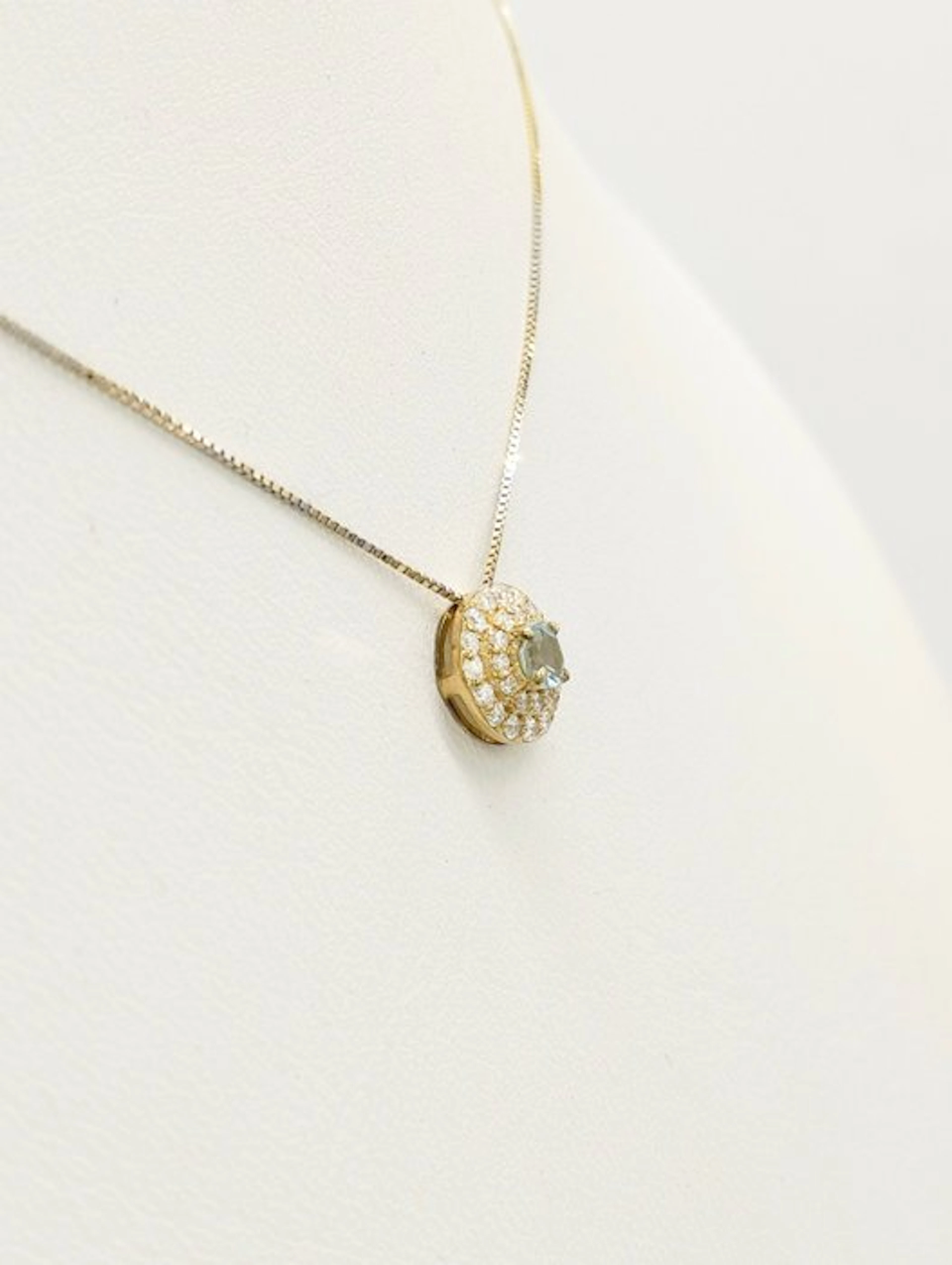 No reserve price - Necklace - 14 kt. Yellow gold Aquamarine - Diamond