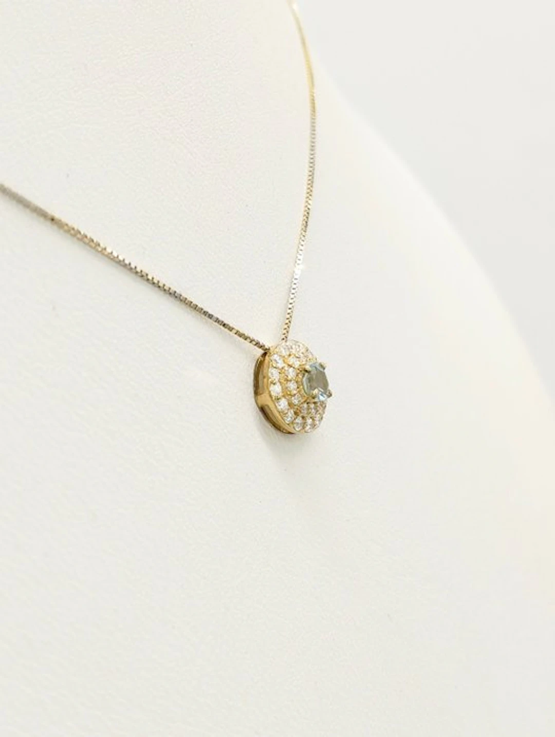 No reserve price - Necklace - 14 kt. Yellow gold Aquamarine - Diamond
