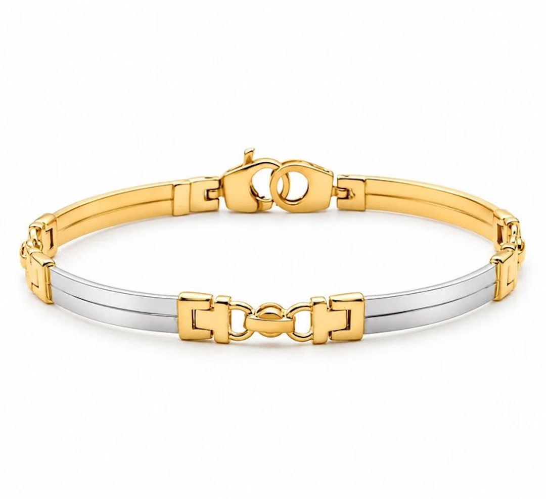 Bracelet - 18 kt. Yellow gold, White gold - Made in Italy - HandMade