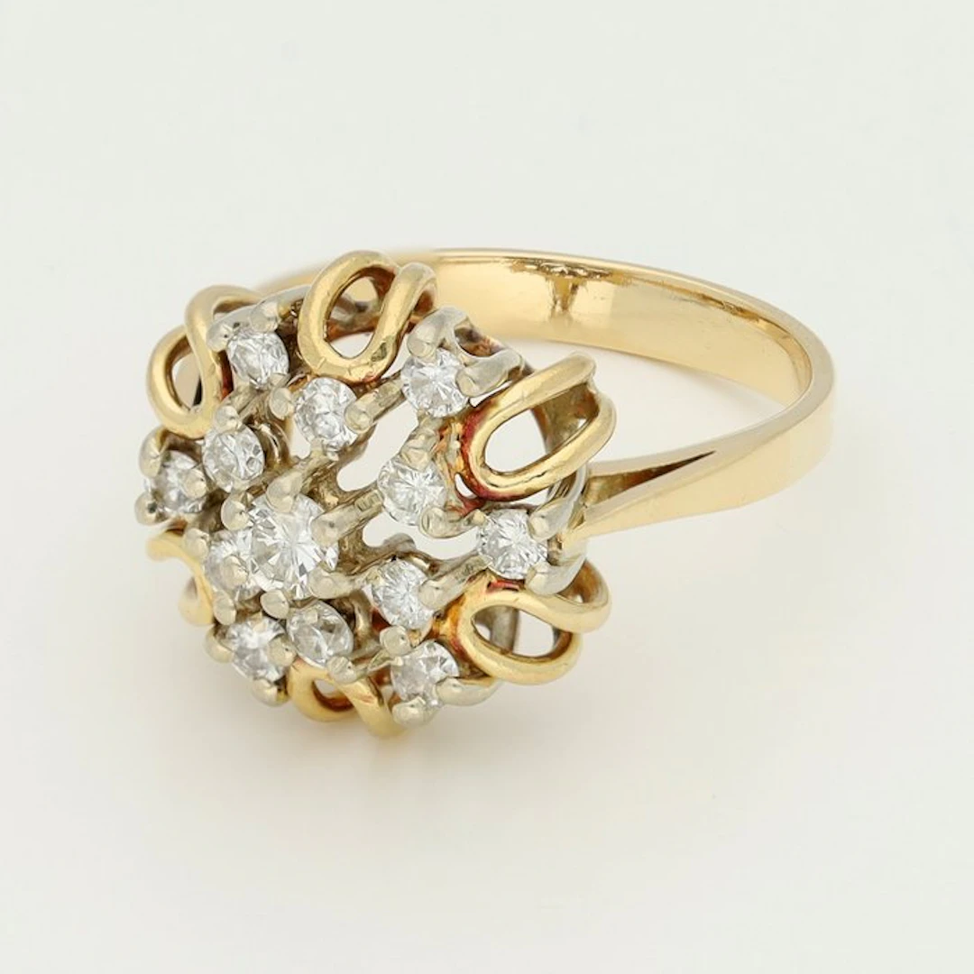 Ring - 18 kt. Yellow gold, White gold Diamond (Natural)