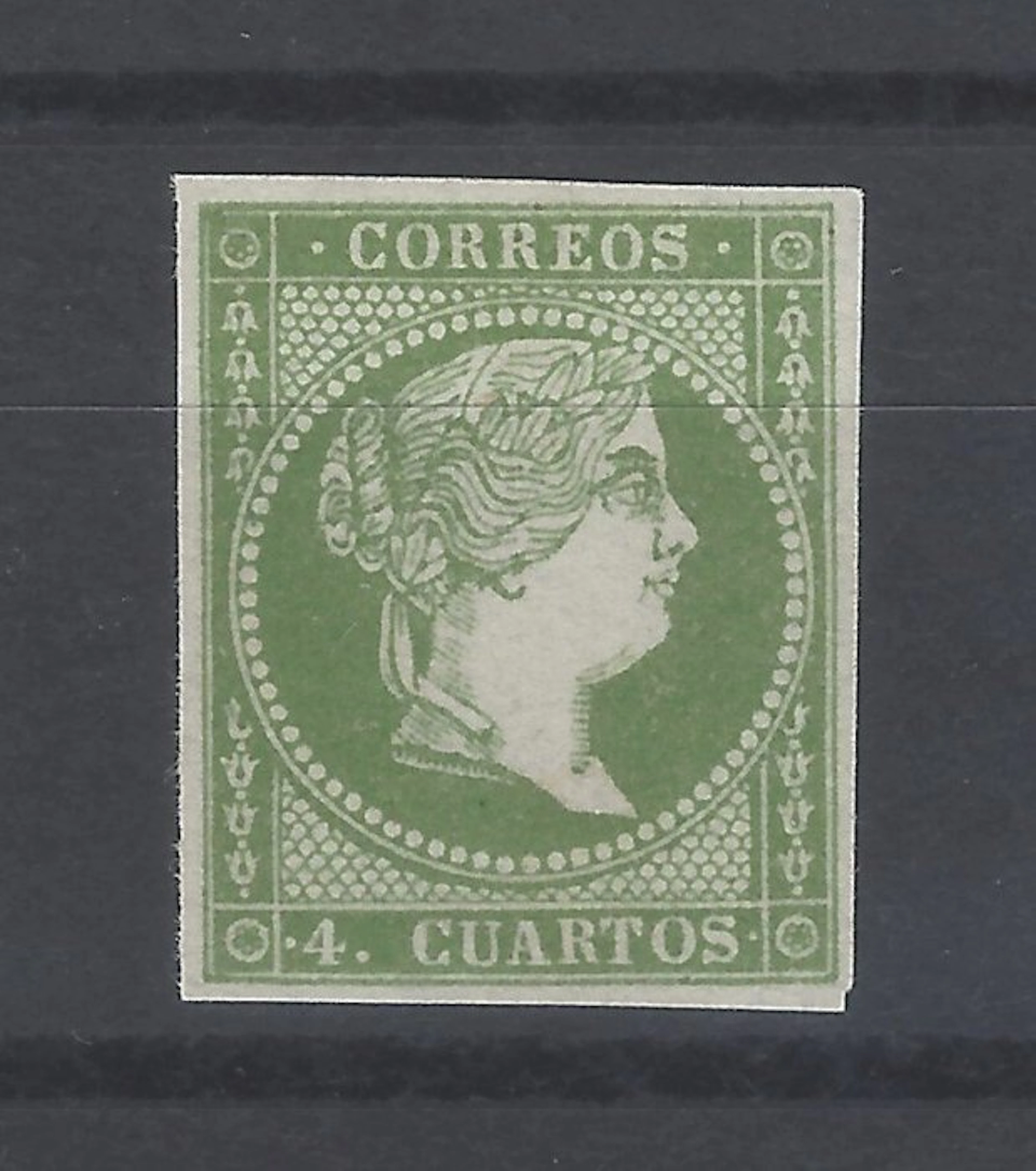 Spain 1855 - Elizabeth II - color test - very rare - Edifil nº 48Pv
