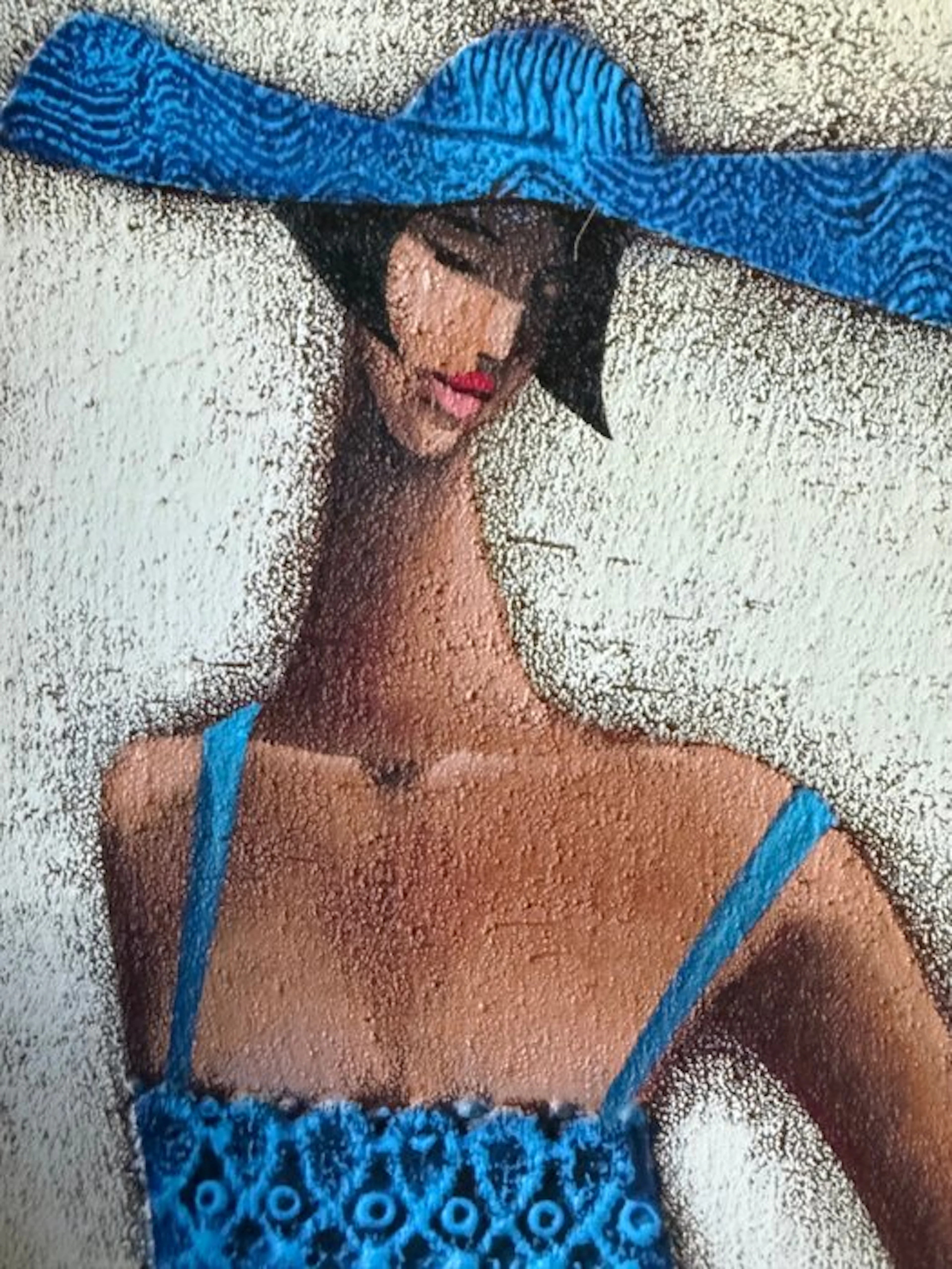 Ira Tsantekidou - “Lady in Blue”. Gesigneerd in de plaat. - 85 x 20 cm.
