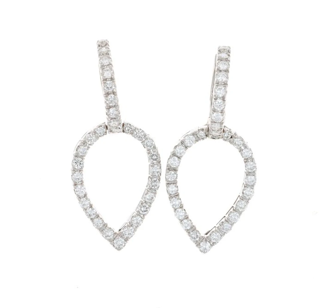 No reserve price - Earrings - 18 kt. White gold - 1.50ct. tw. Diamond (Natural)