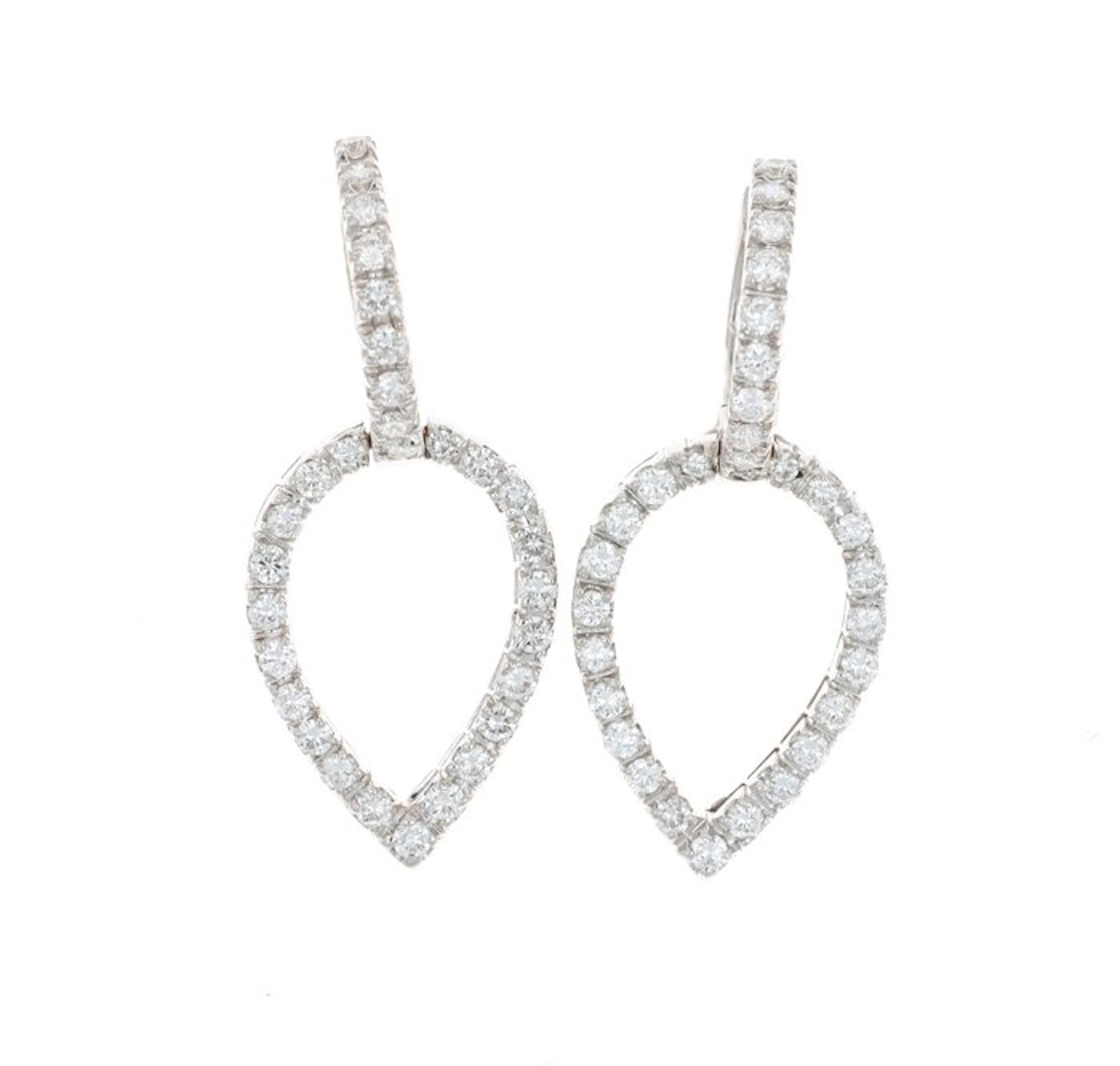No reserve price - Earrings - 18 kt. White gold - 1.50ct. tw. Diamond (Natural)