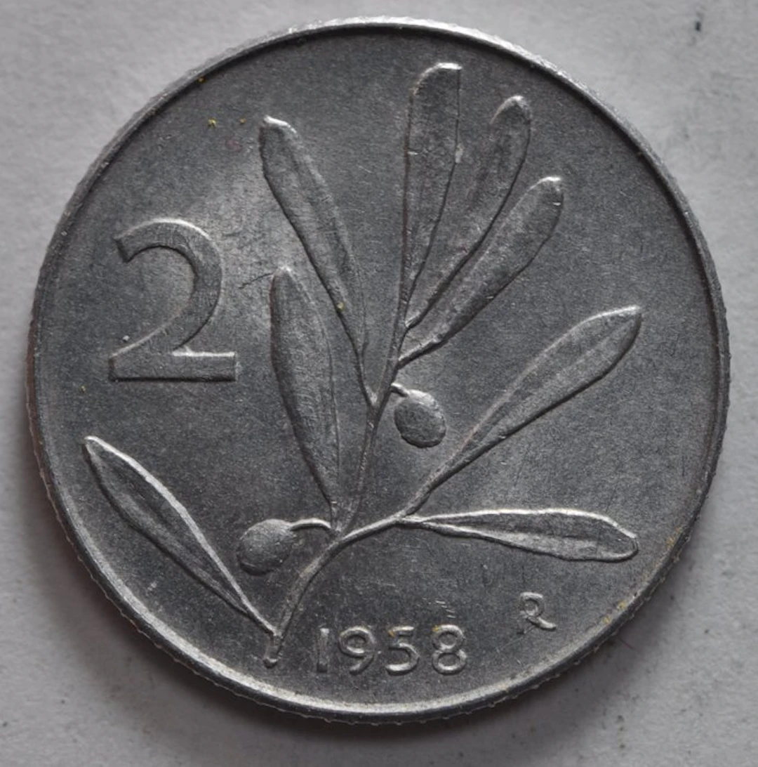 Italy. Republic. 2 Lire 1958 "Ulivo" (No reserve price)