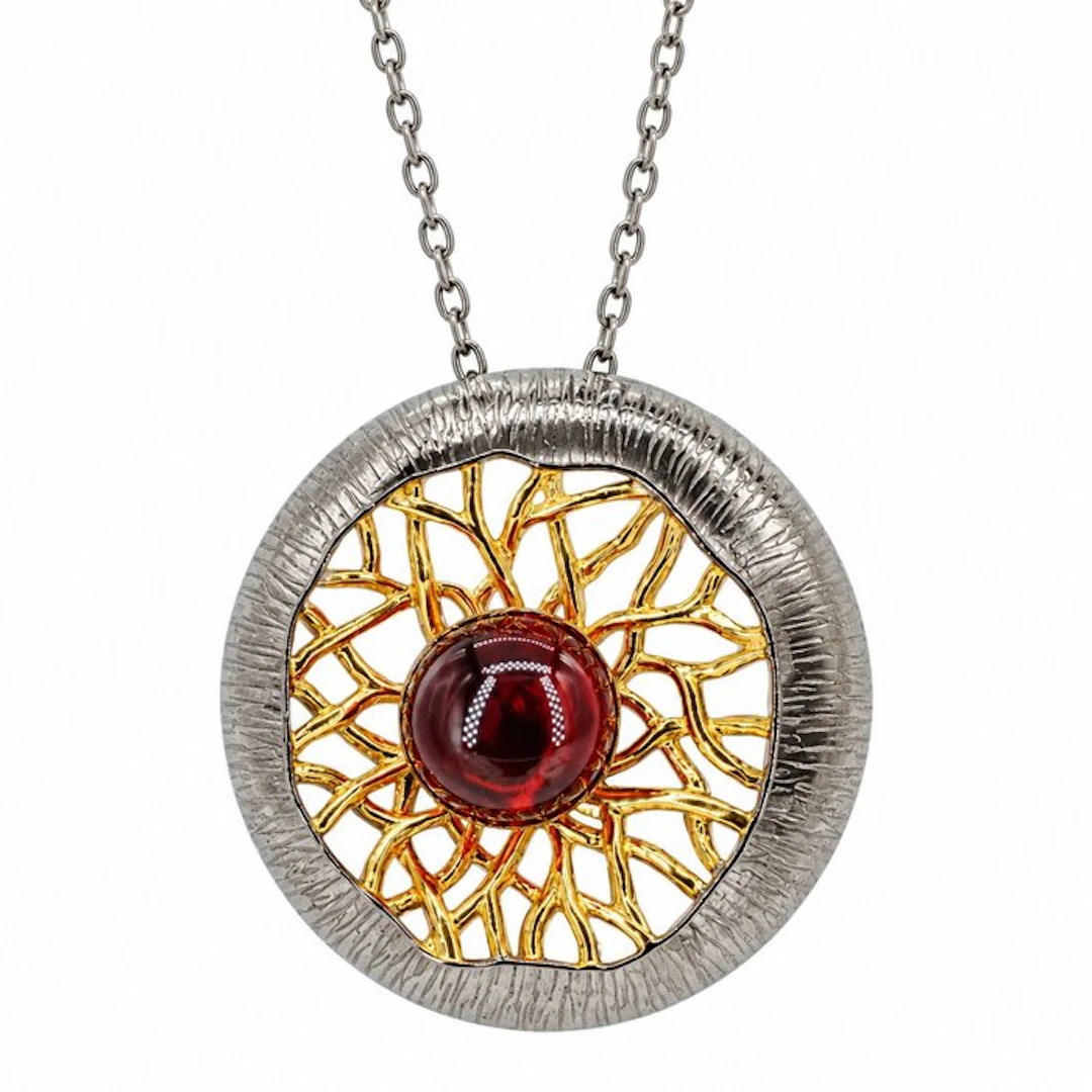 No reserve price - Necklace Gold-plated, Silver Zircon - Exclusive edition