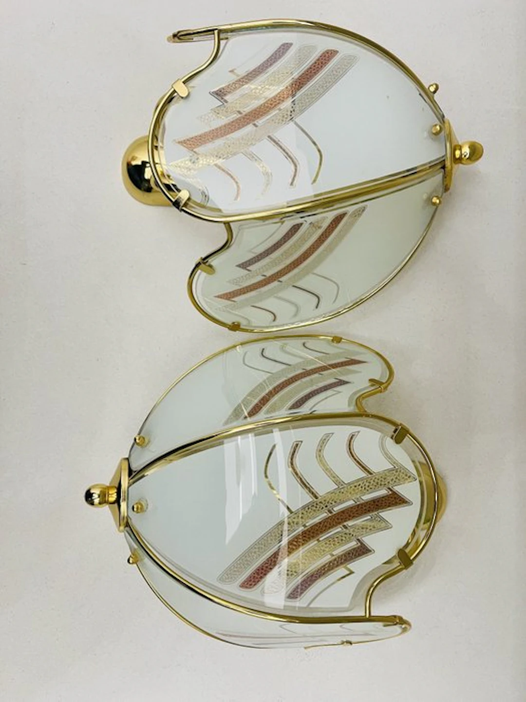 Wall sconce (2) - Gilt brass - Pair of Art Deco wall sconces