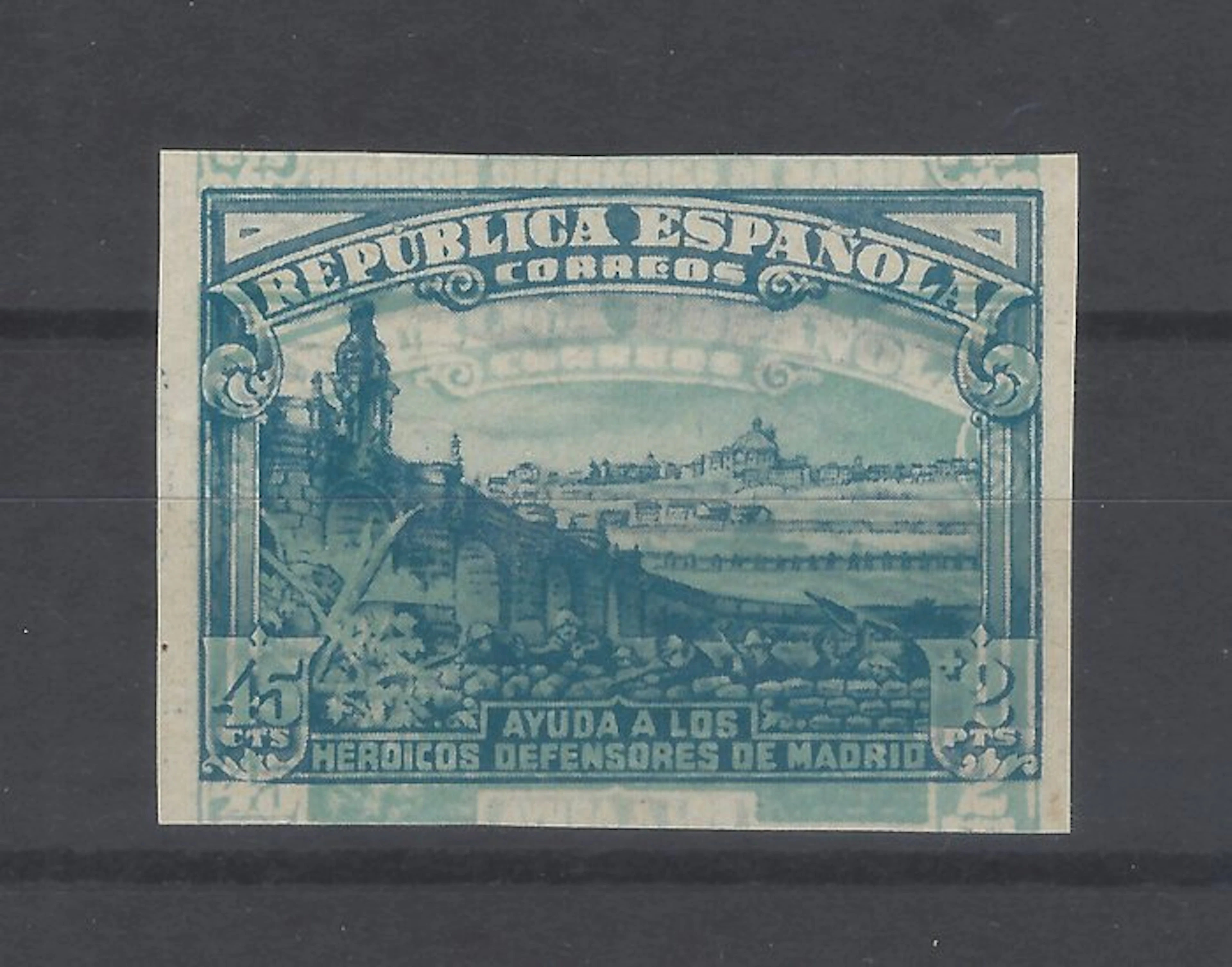 Spain 1938 - Defense of Madrid—imperforate—double impression - Edifil nº 757s