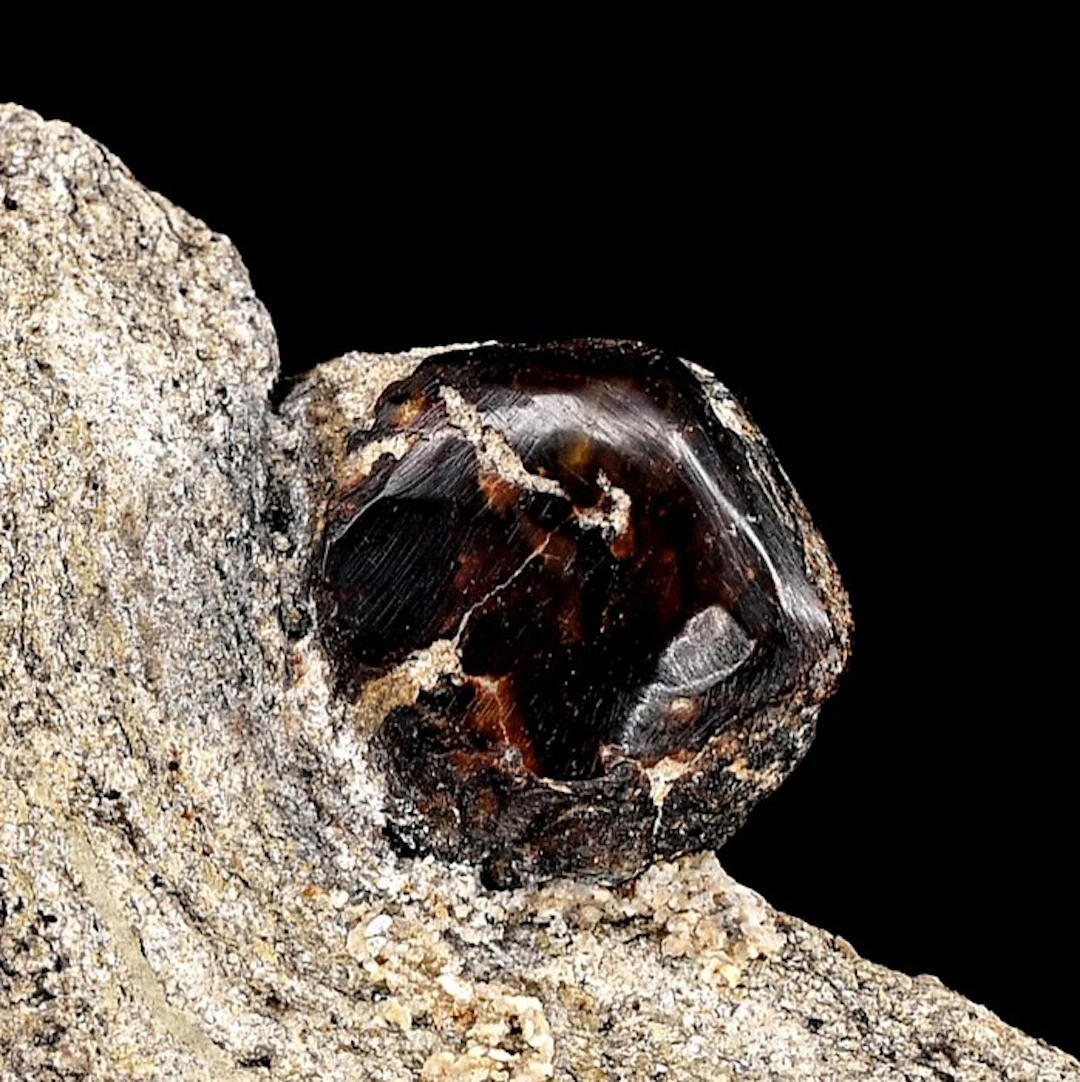 Rare natural Amber drop on matrix from Italy-Rare sample...