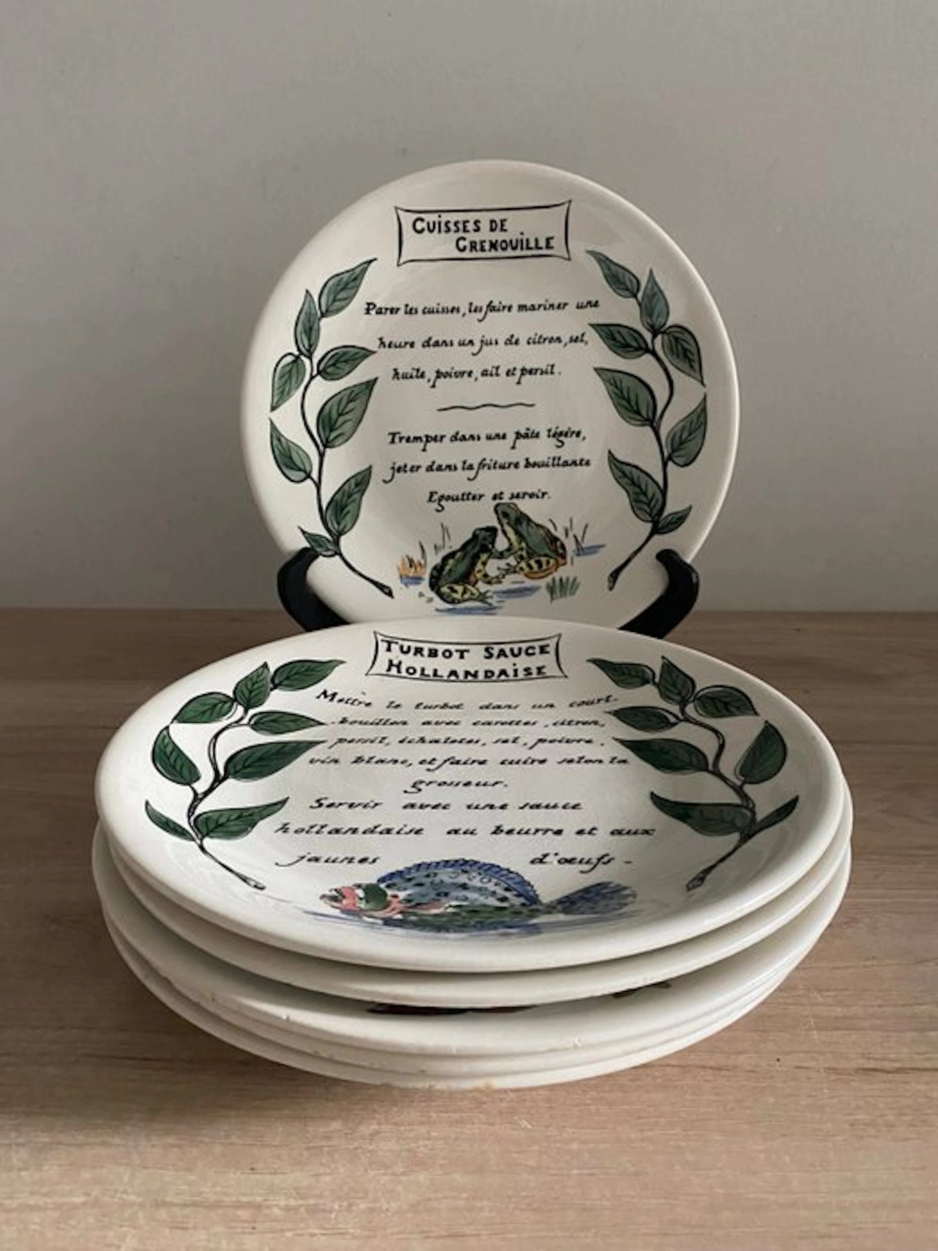 Gien - Serving plate (6) - Earthenware, Glaze, Ceramic - Gien fish service
