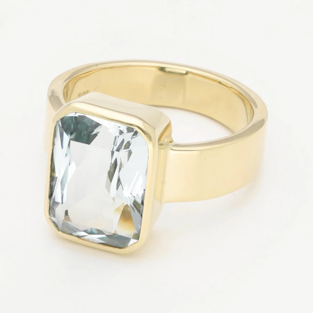 Ring - 14 kt. Yellow gold - Aquamarine
