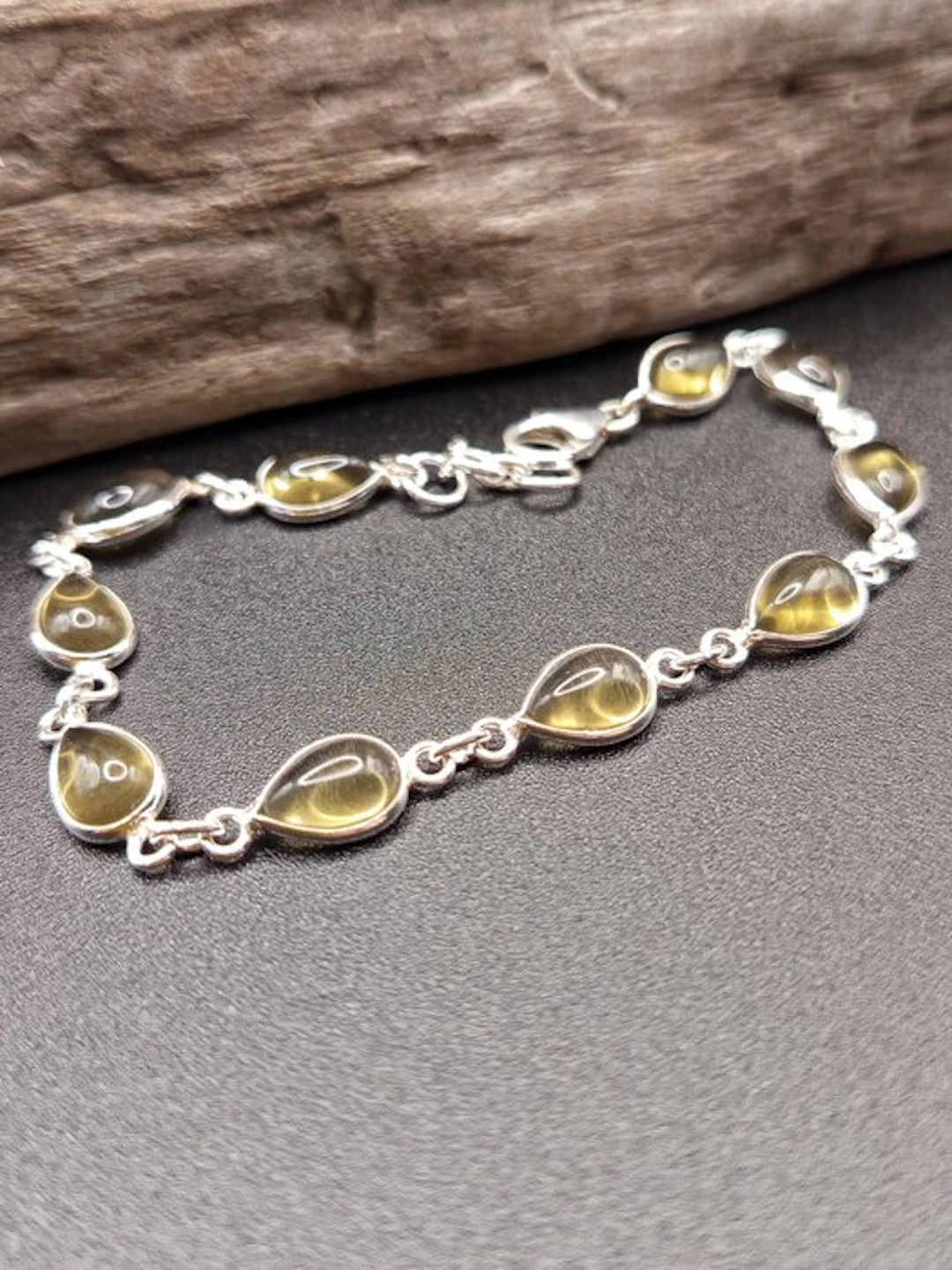 Unique Piece 925 Silver Bracelet with Smoky Quartz - Top Quality- 6.1 g - (1)