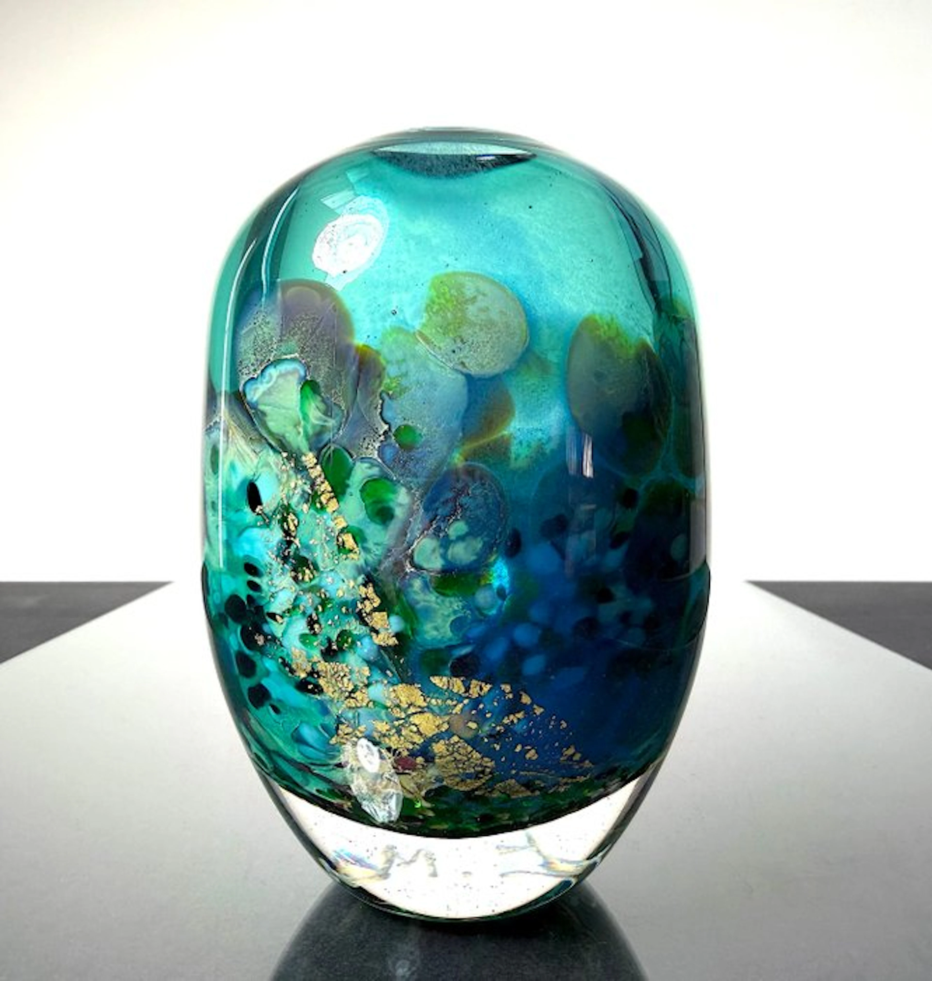 Maxence Parot - Vase - Unique vase in colors and gold - Glass