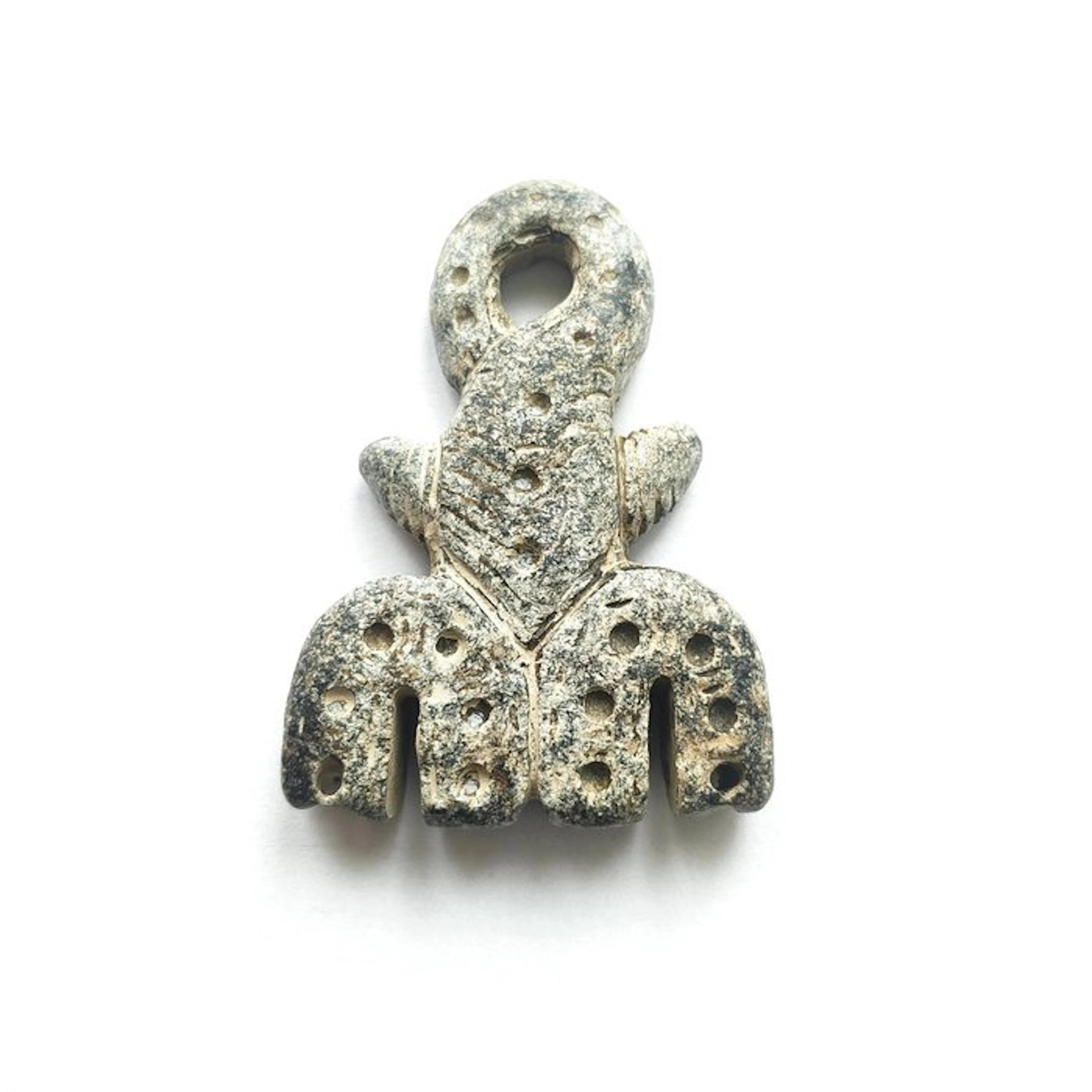 Ancient Western Asiatic Schist Deity Bead Talisman - 65 mm