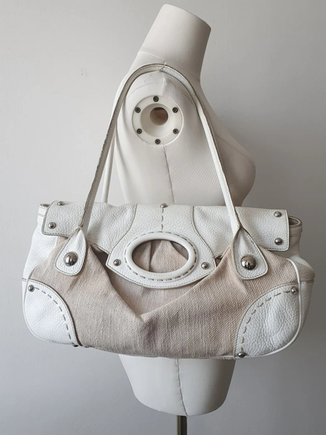 Dolce & Gabbana - Linen and leather shoulder bag 2000s - Shoulder bag