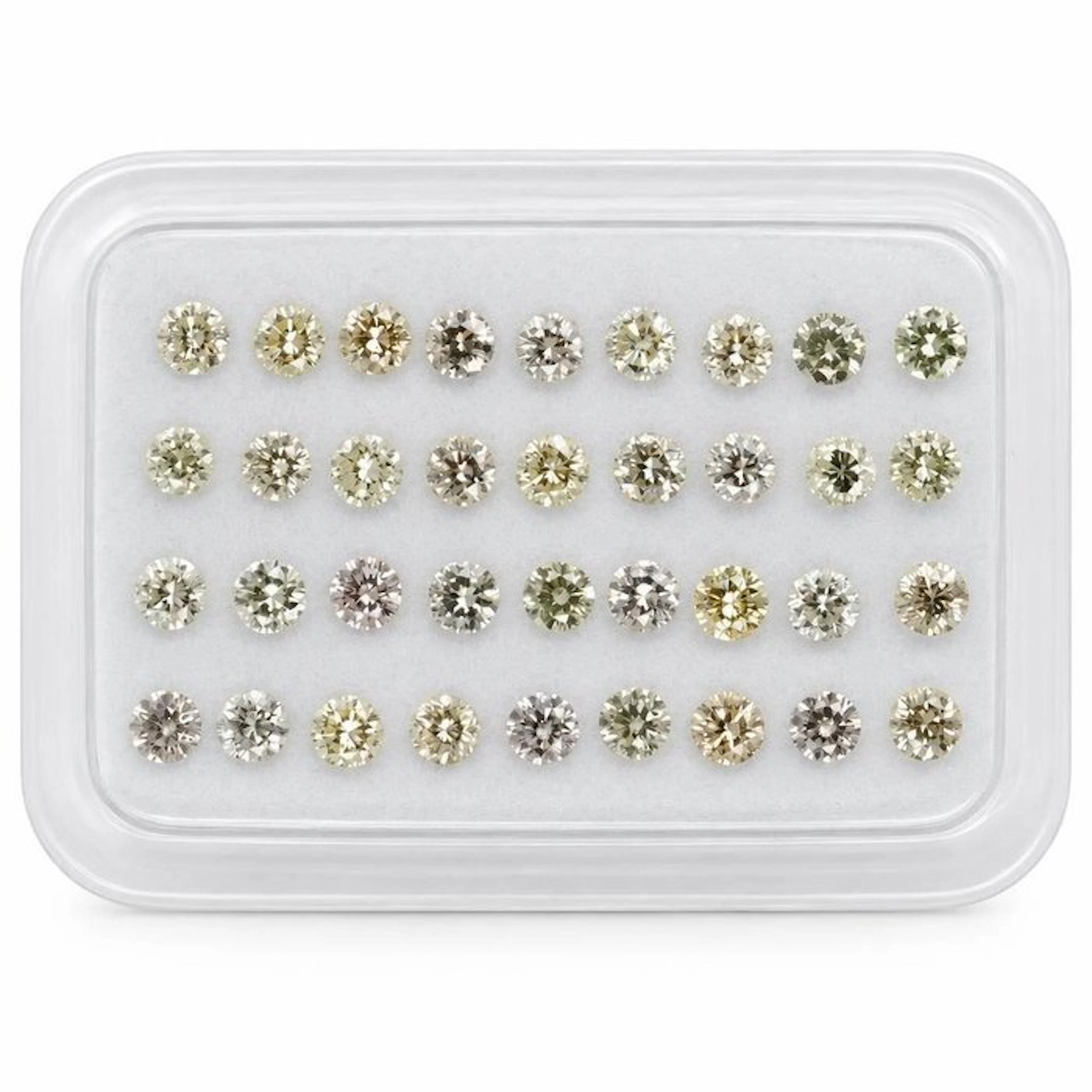 No reserve price - 36 pcs Diamond (Natural coloured) - 0.88 ct - Round - Faint