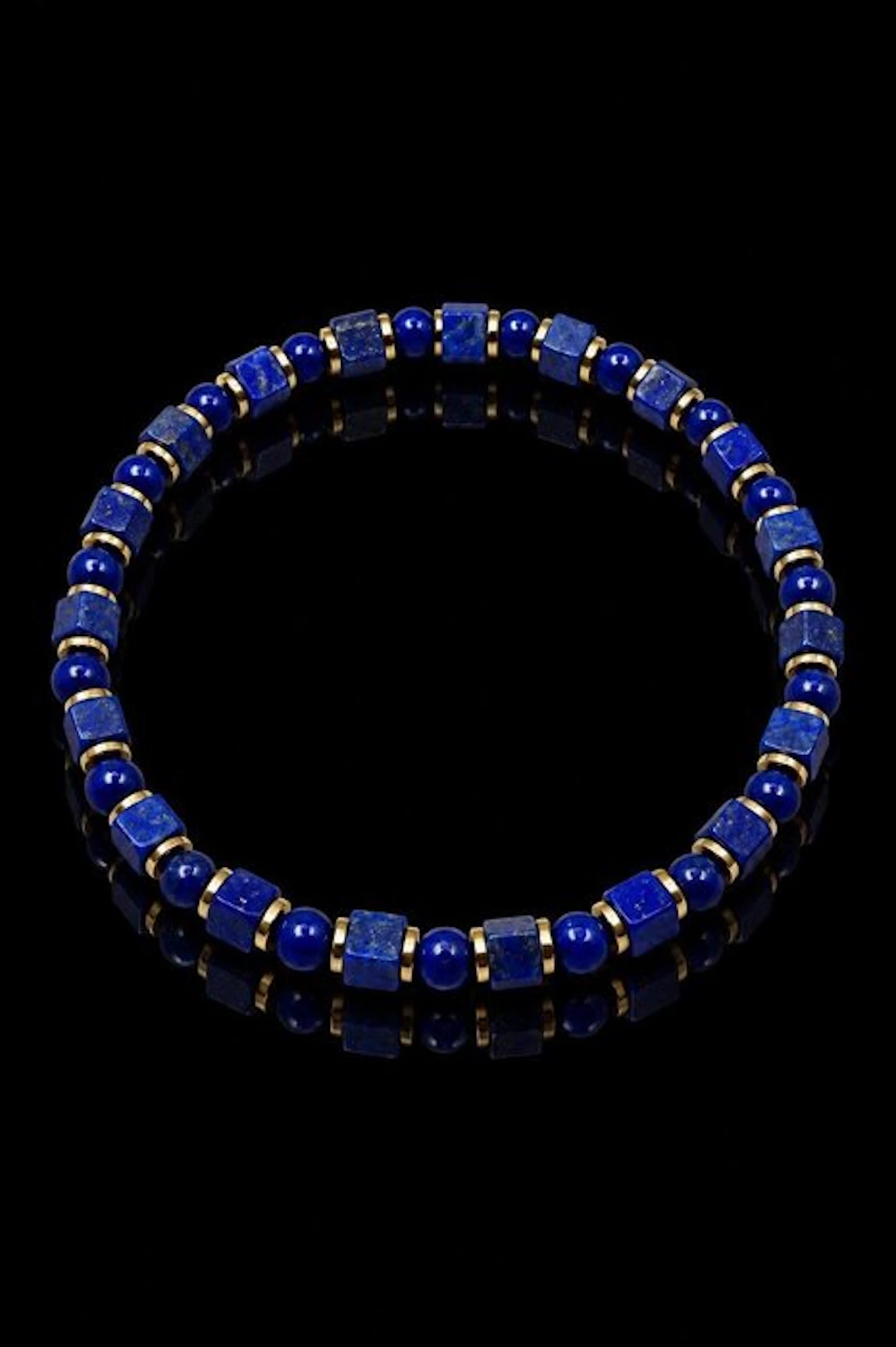 Exquisite and subtle hematite bracelet with natural lapis...