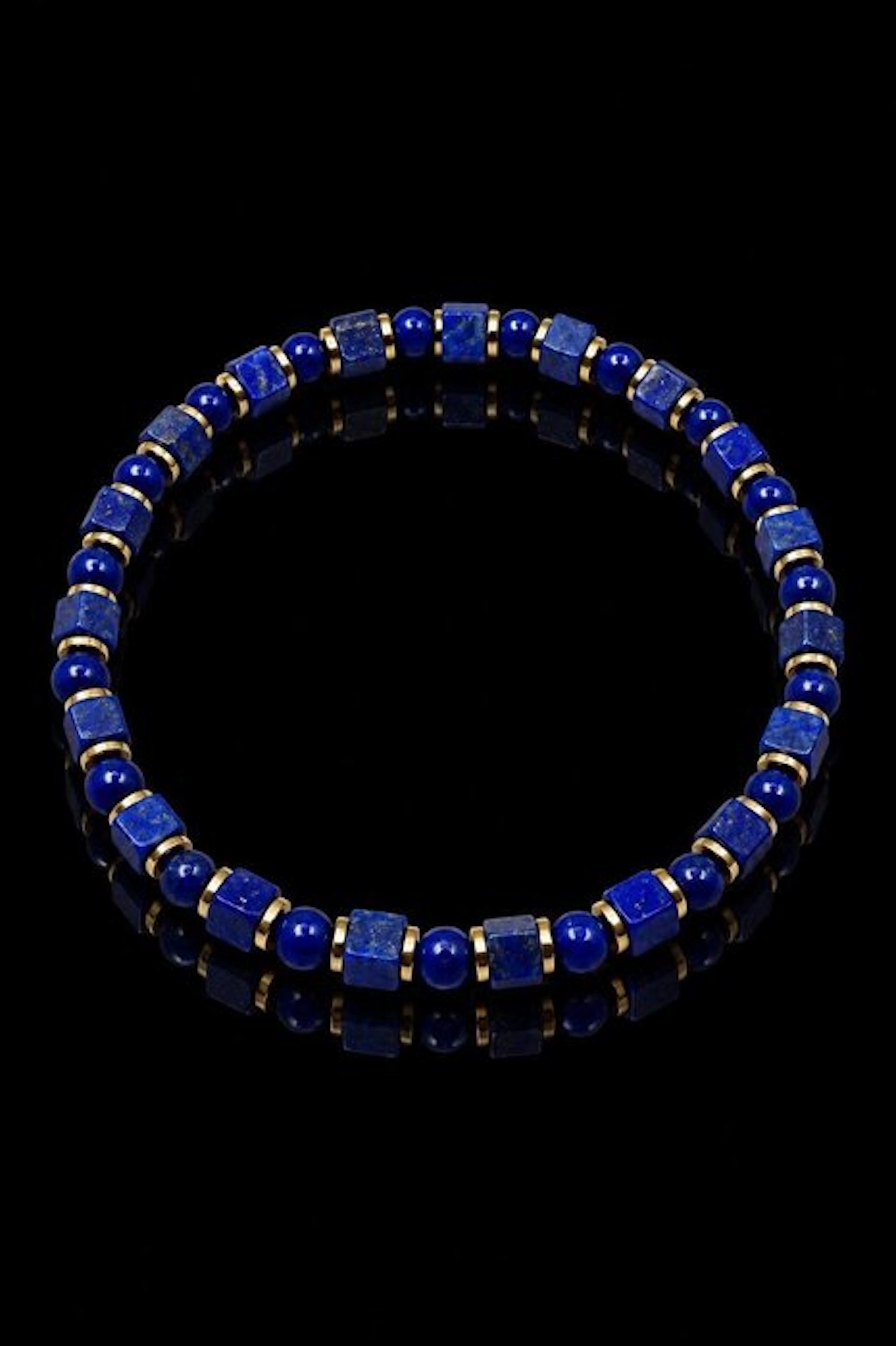 Exquisite and subtle hematite bracelet with natural lapis...