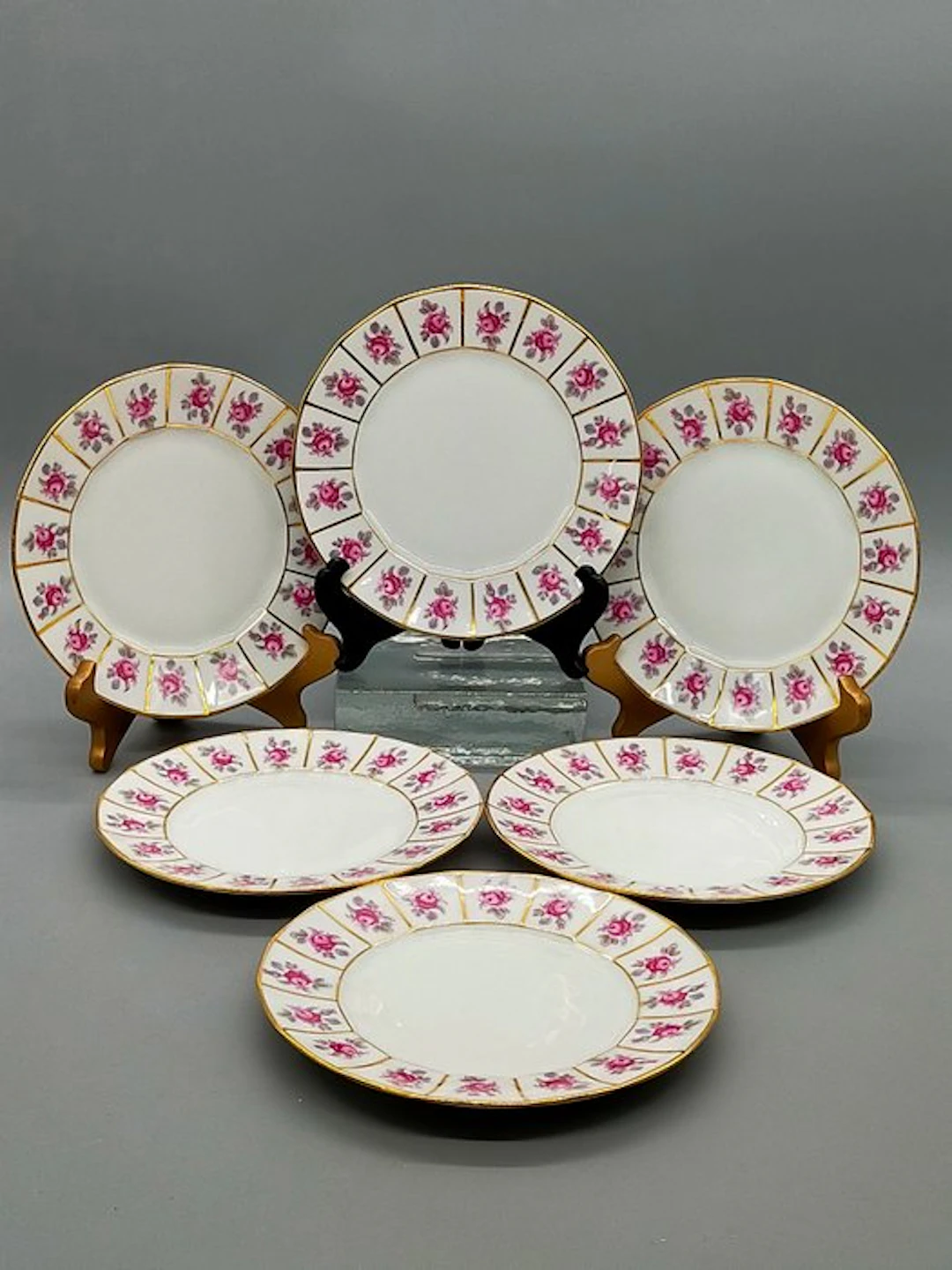 Dinner set - Fürstenberg Porzellan 6 Teller Rosen Mohn...