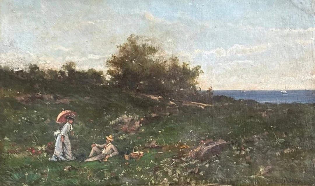 Carlo Pittara (1835-1891) - Paesaggio con Figure