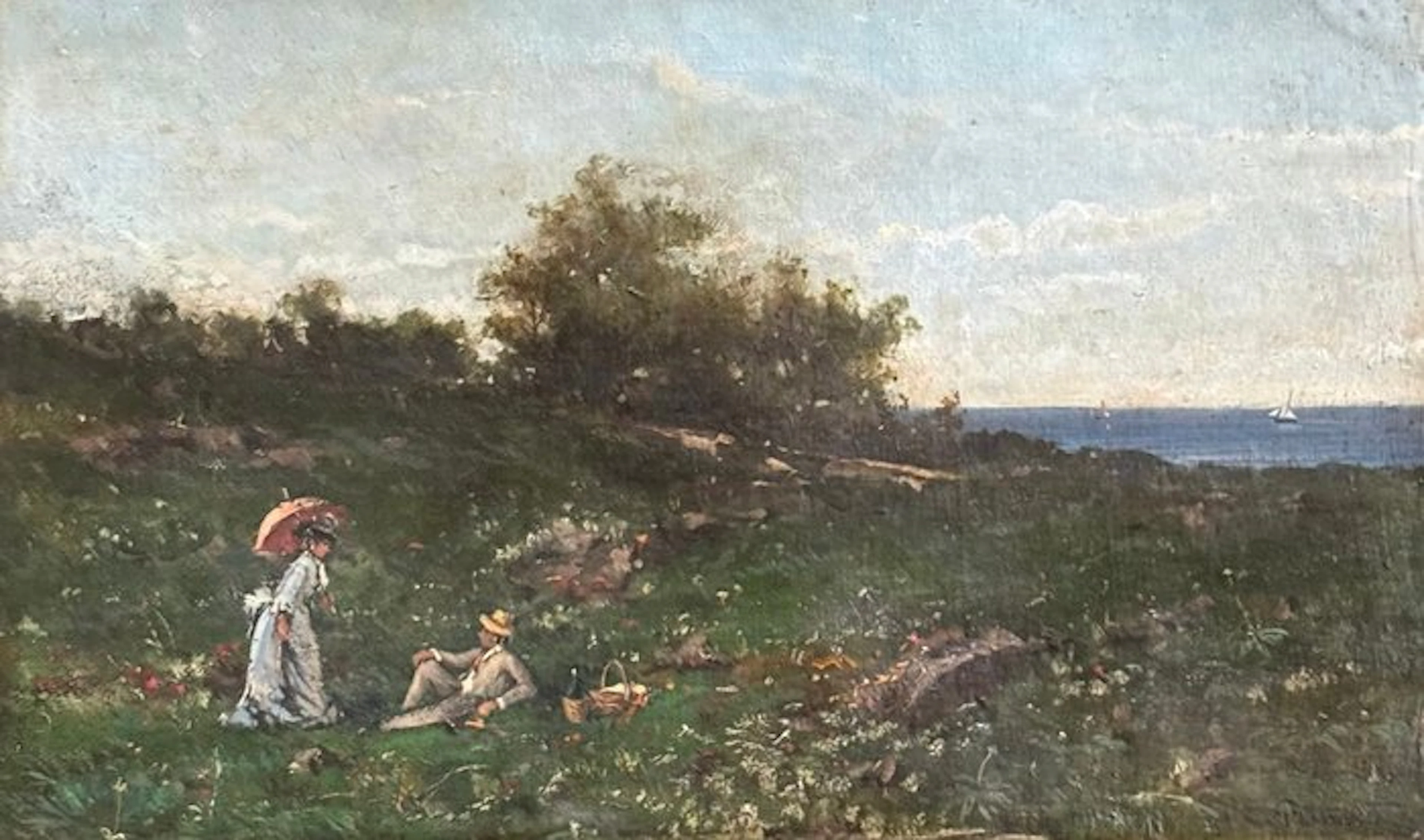 Carlo Pittara (1835-1891) - Paesaggio con Figure