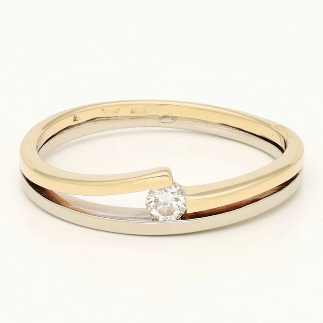 Ring - 14 kt. Yellow gold, White gold Diamond (Natural)