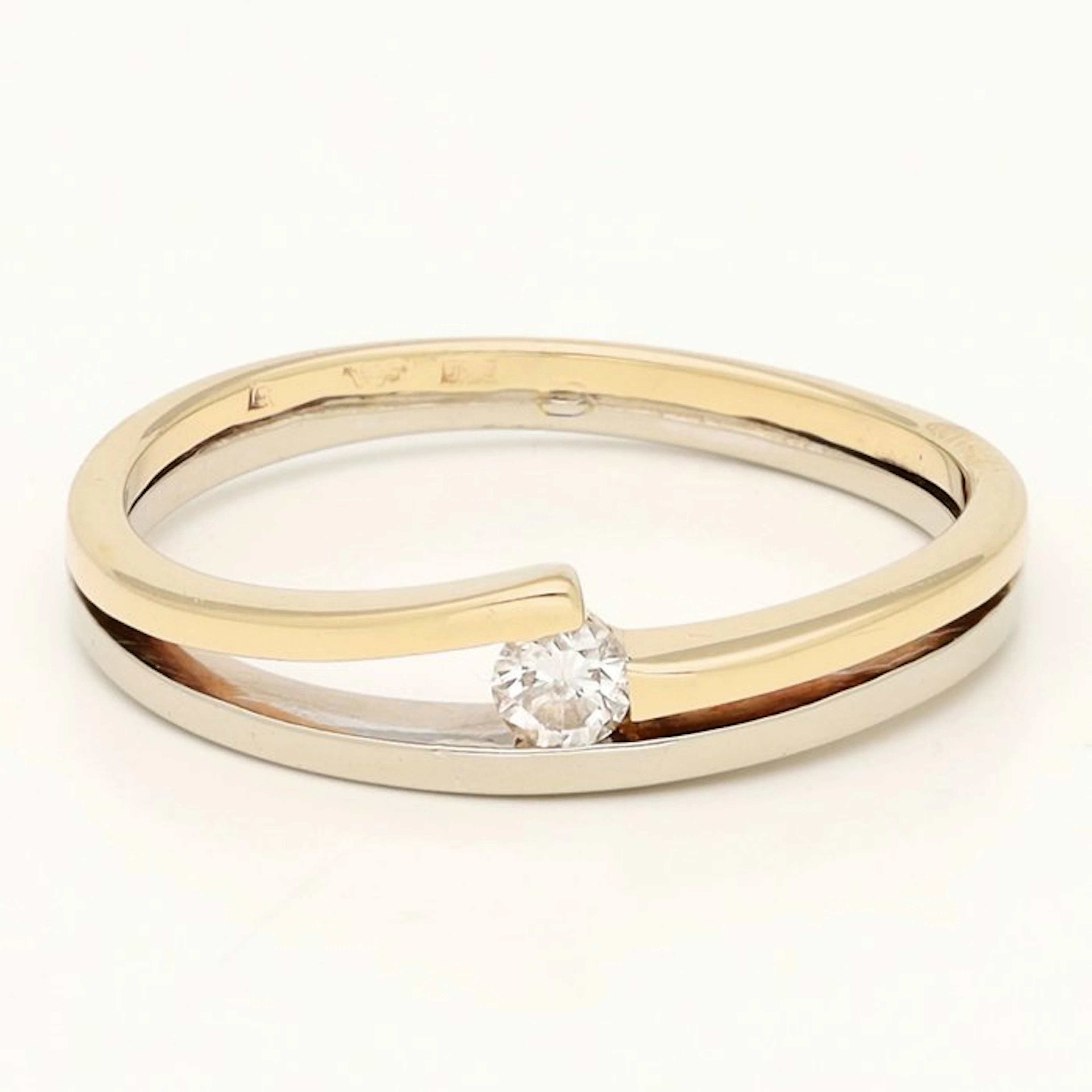 Ring - 14 kt. Yellow gold, White gold Diamond (Natural)