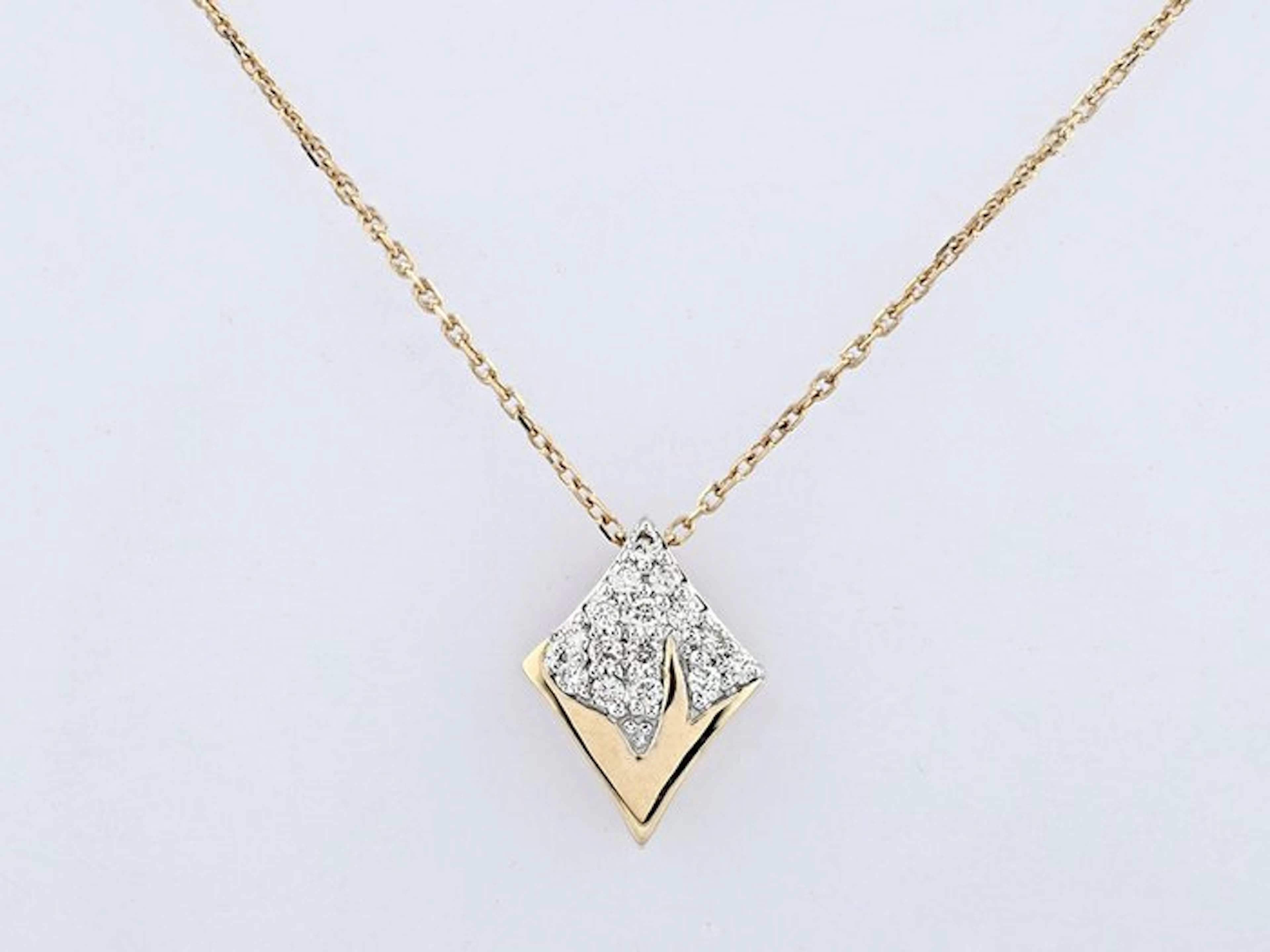 Necklace with pendant - 14 kt. Yellow gold - 0.15ct. tw. Diamond (Natural)