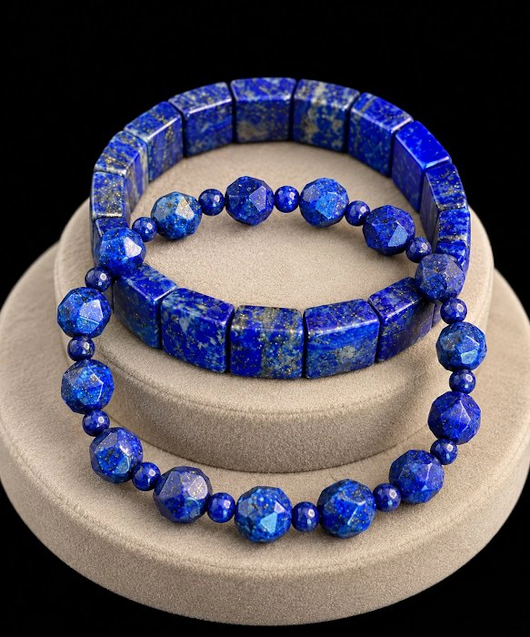 Natural Genuine Lapis Lazuli – Elegant Couple Set in Deep...
