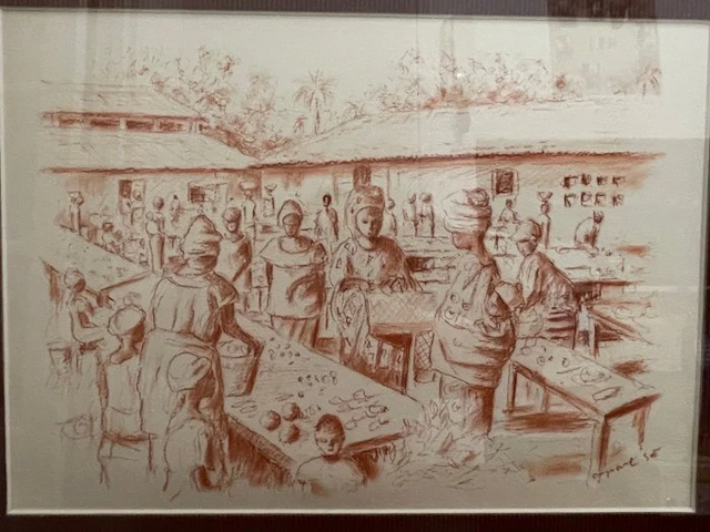 Ousmane Sow - Scène de marché à la sanguine. Sénégal