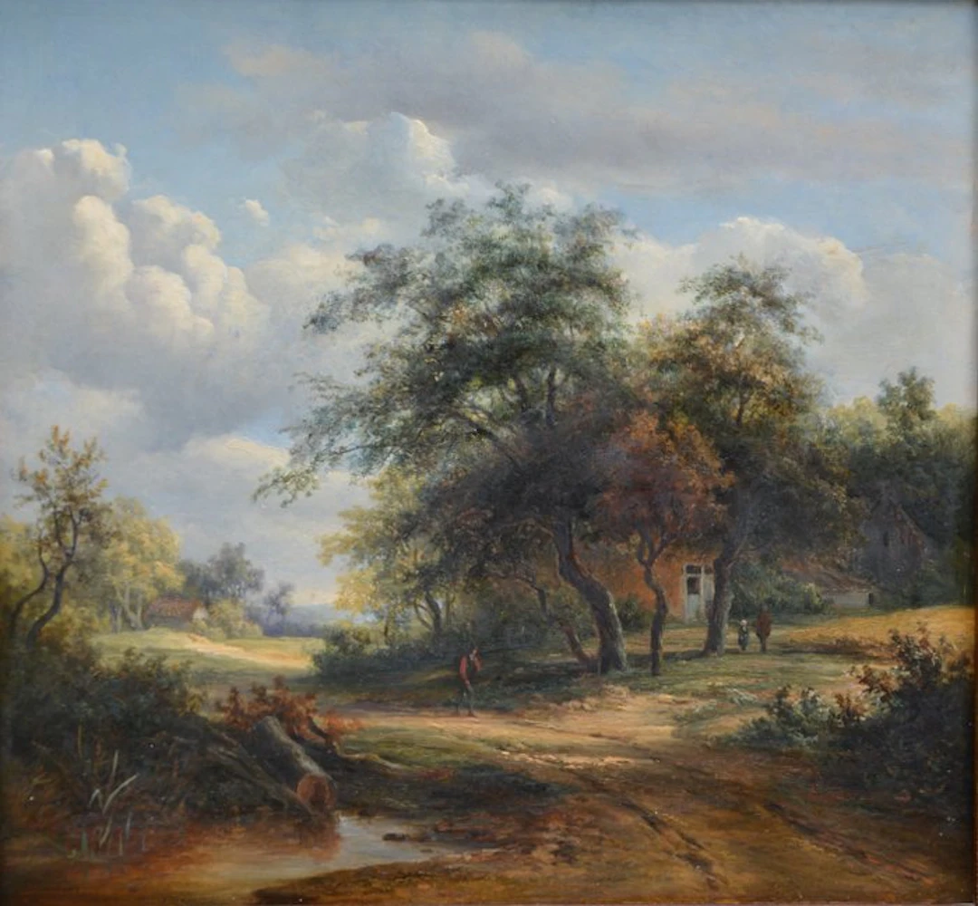 Christiaan Immerzeel (1808-1886) - Boslandschap met figuren