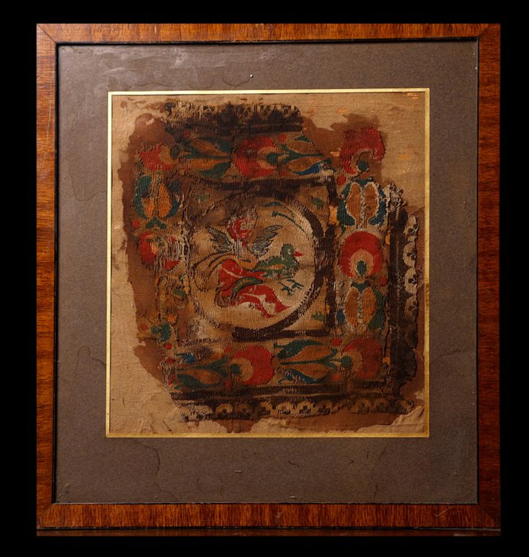 Ancient Egypt, Coptic textile with Spanish export license - 24 cm