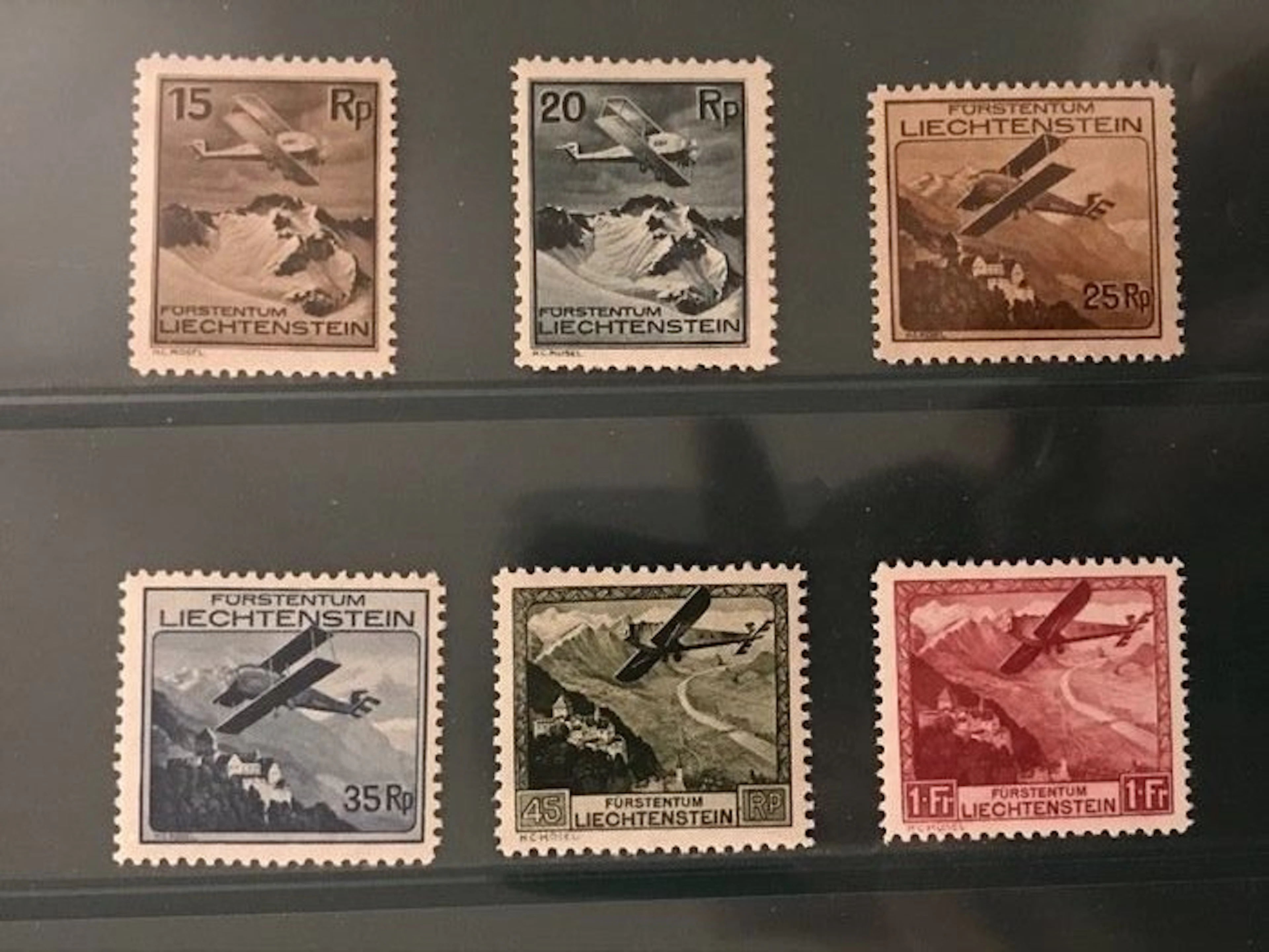 Liechtenstein 1930 - Flight over landscapes - MNH - Michel 108/113