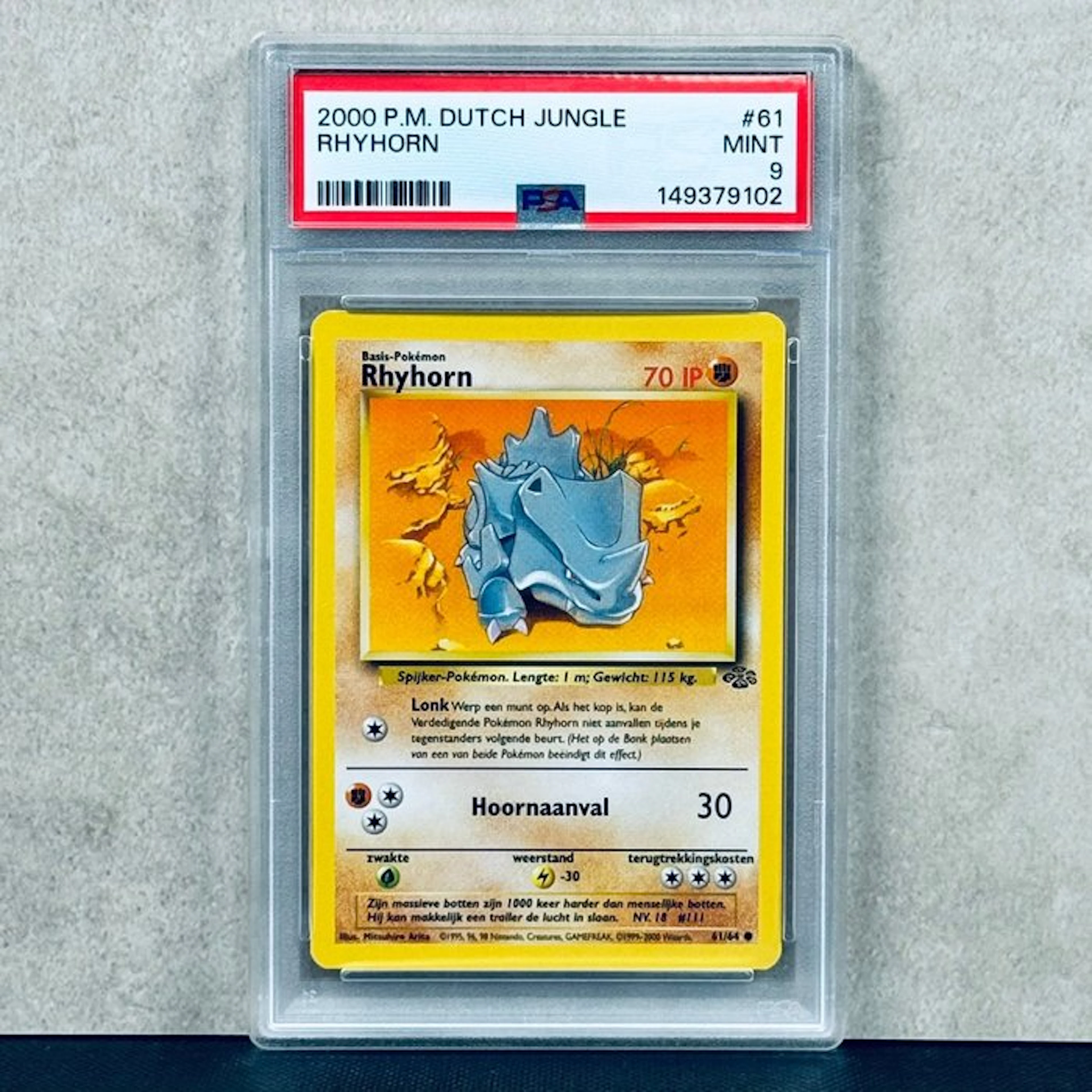 Pokémon Graded card - RHYHORN #61 2000 P.M. DUTCH JUNGLE - Pokémon - PSA 9