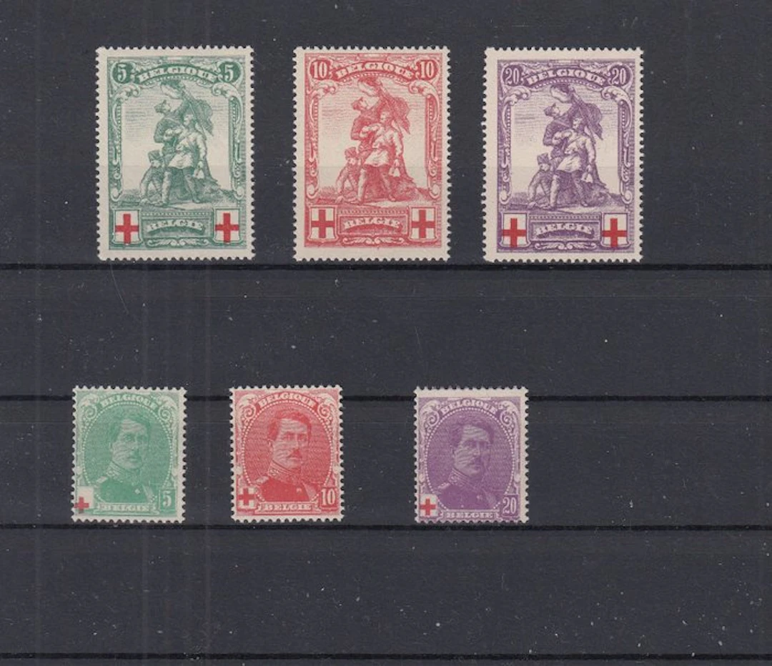 Belgium 1912 - Red Cross - OBP : 126/128 , 129/131
