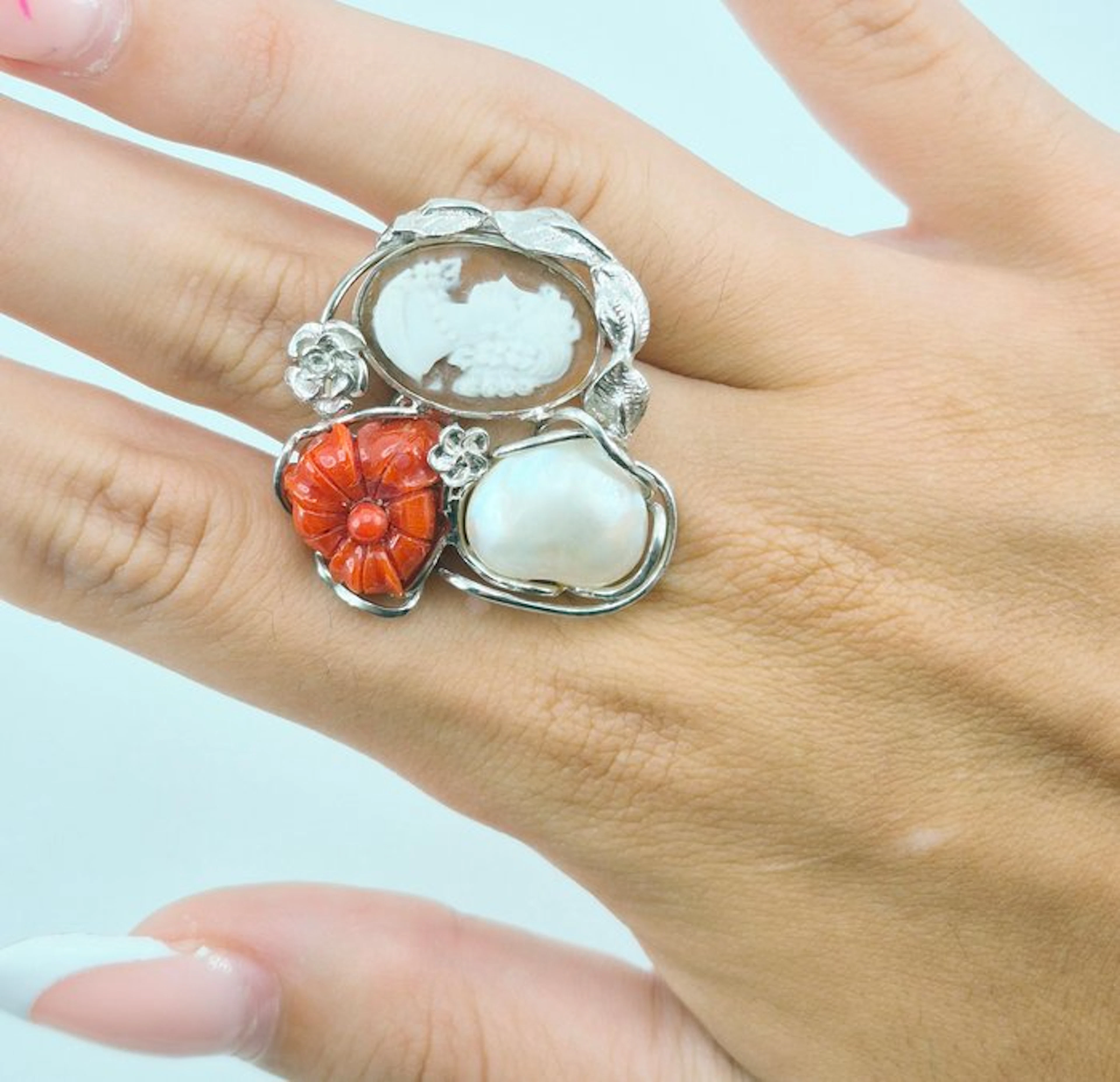 Coral - Silver - Ring - CORALLO MEDITERRANEO