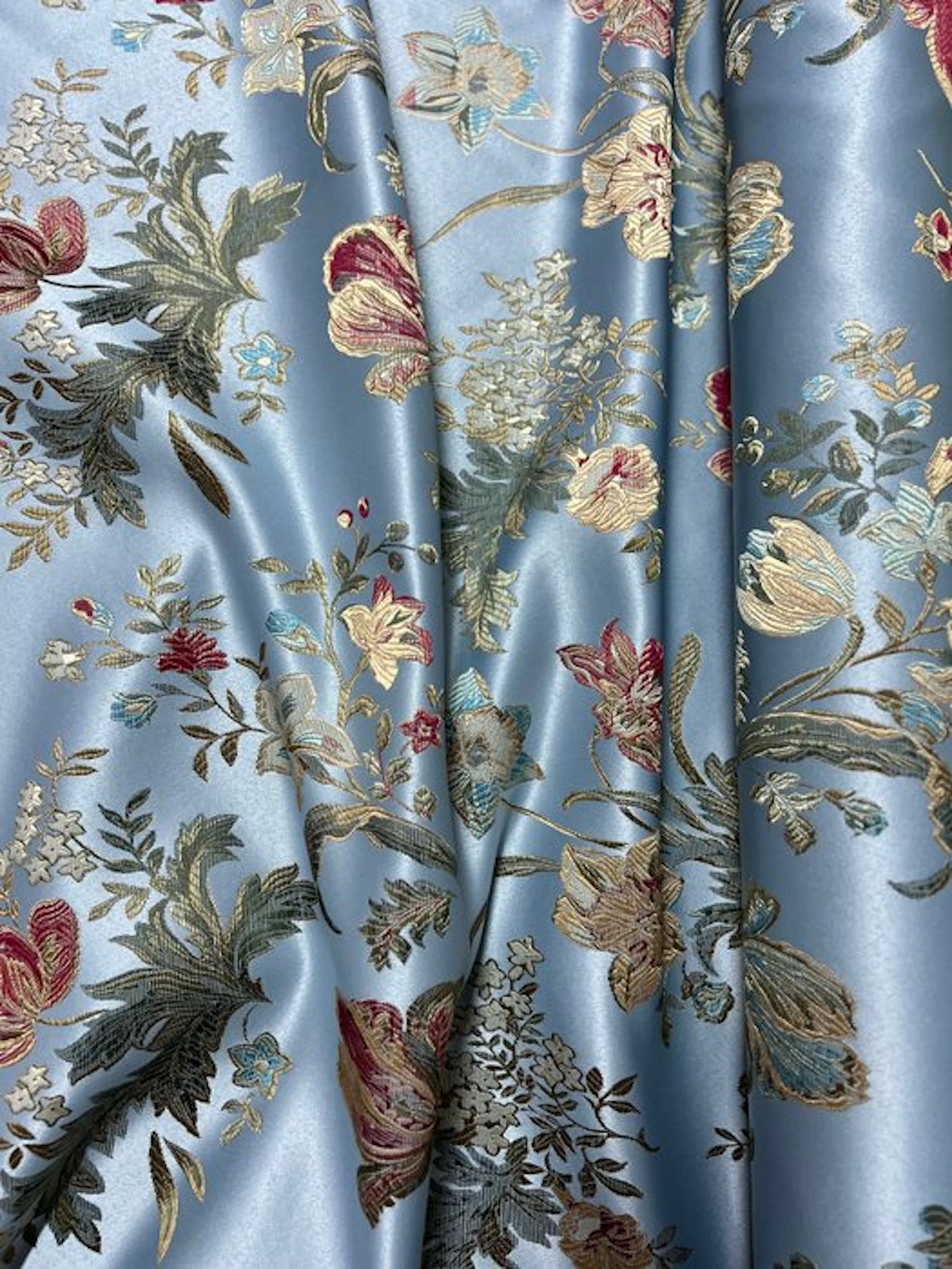San Leucio damask fabric in cornflower powder blue - silk...