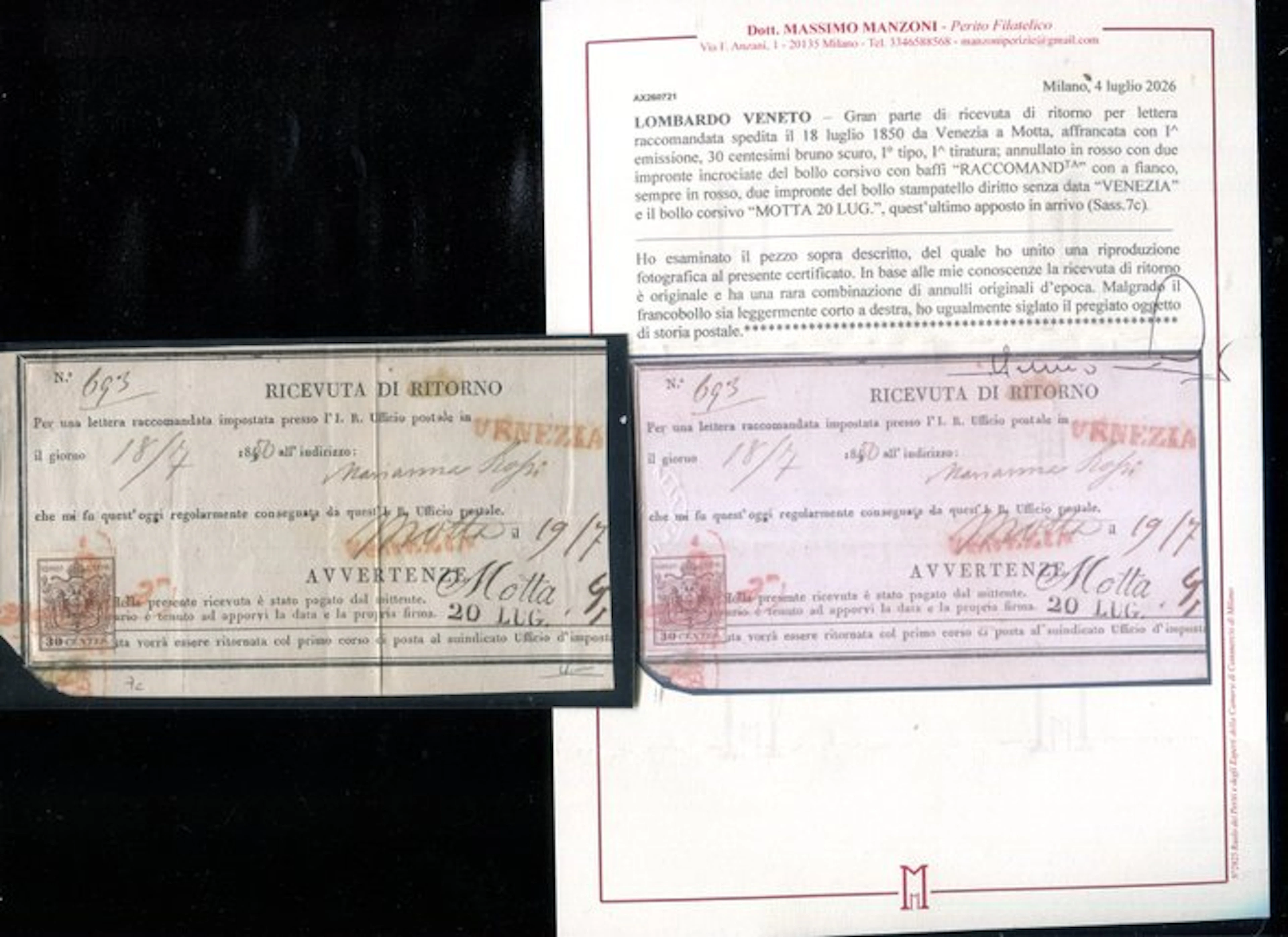 Italian Ancient States - Lombardo Veneto 1850 - Return...