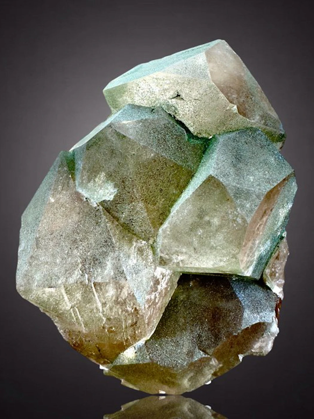 Smoky quartz points terminated with adularia inclusions
