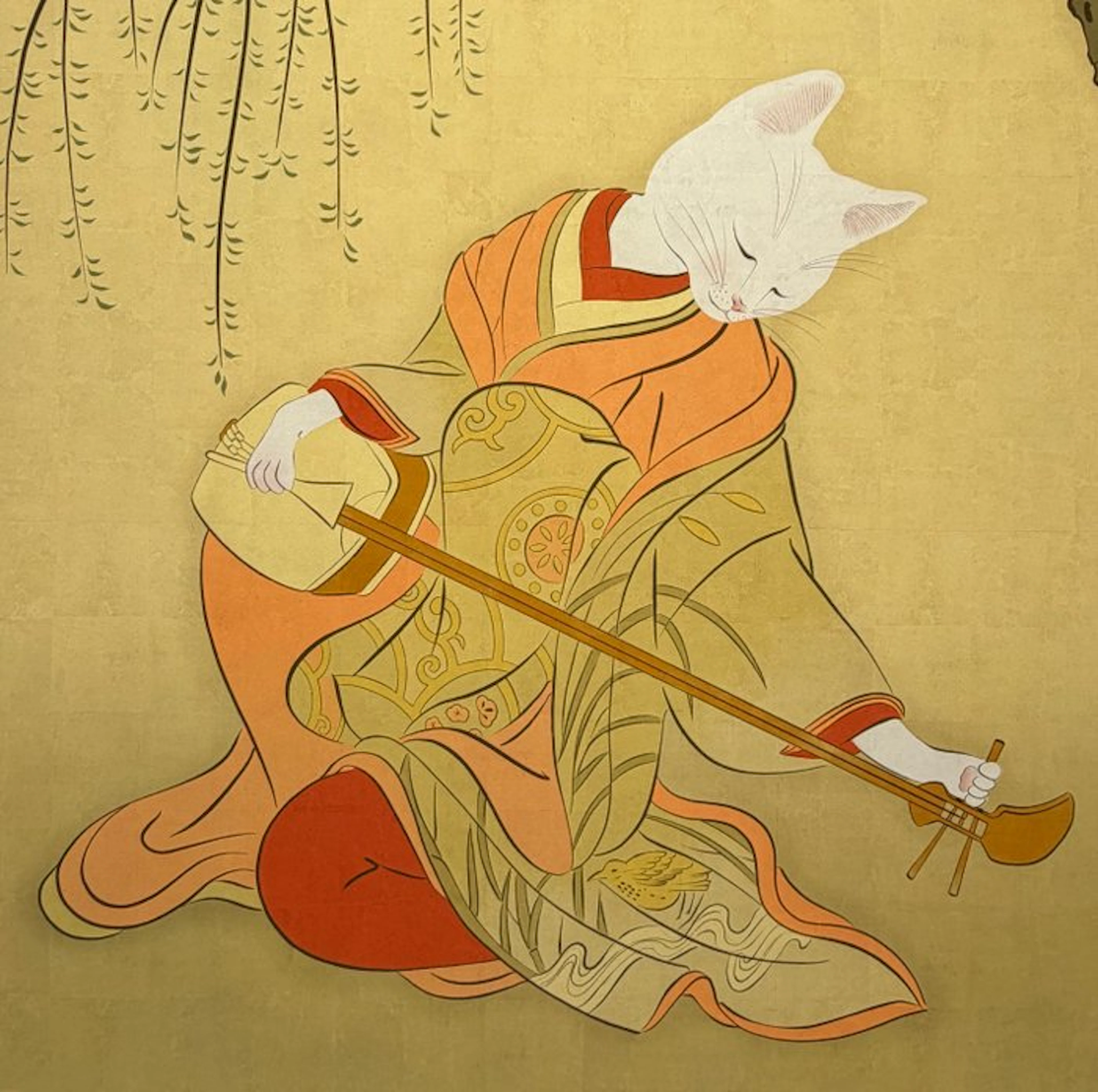 "Yanagi shamisen cat" - Ana Maia - Sweden (No reserve price)