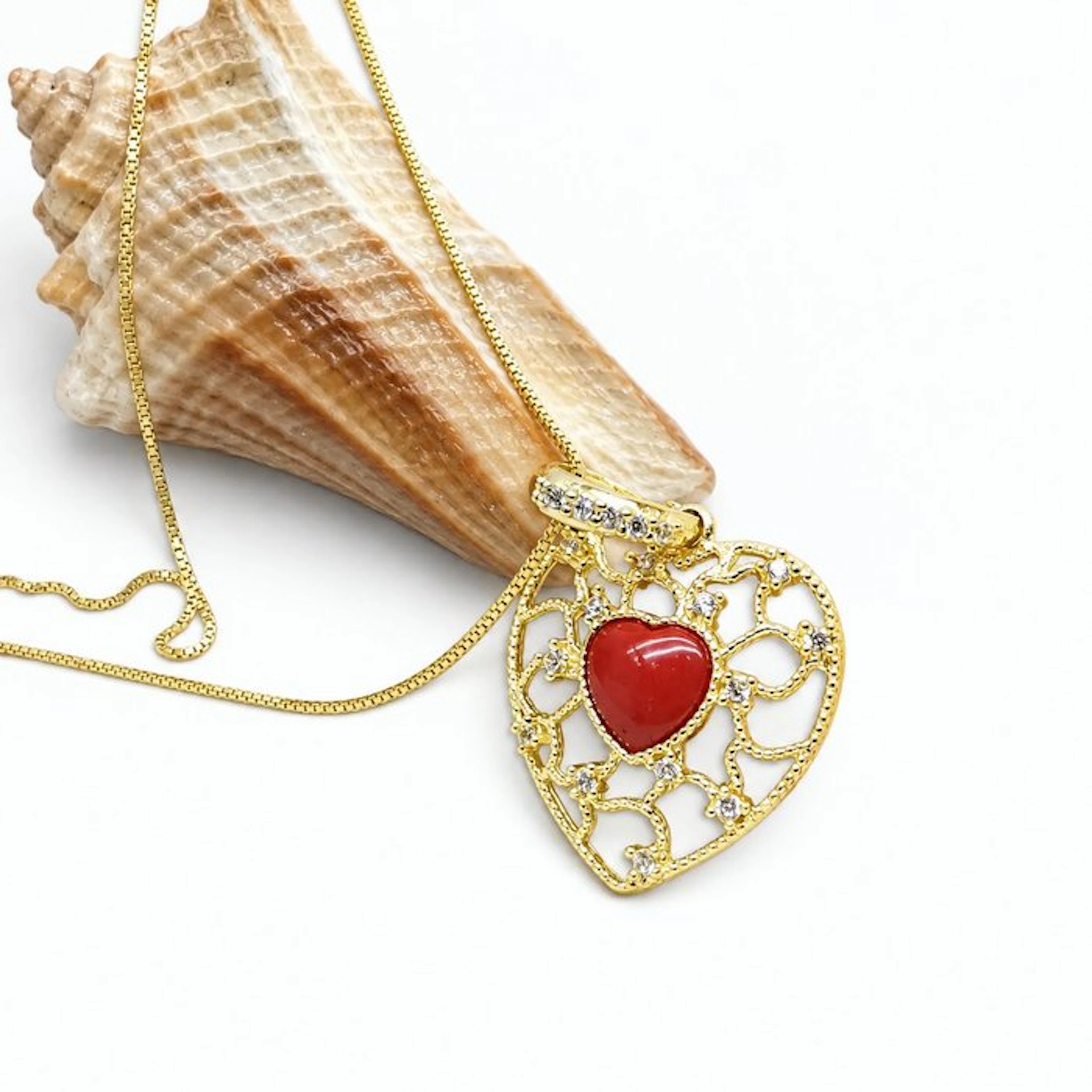 Coral - Sterling Silver 925 - Necklace with pendant - Italian craftsmanship