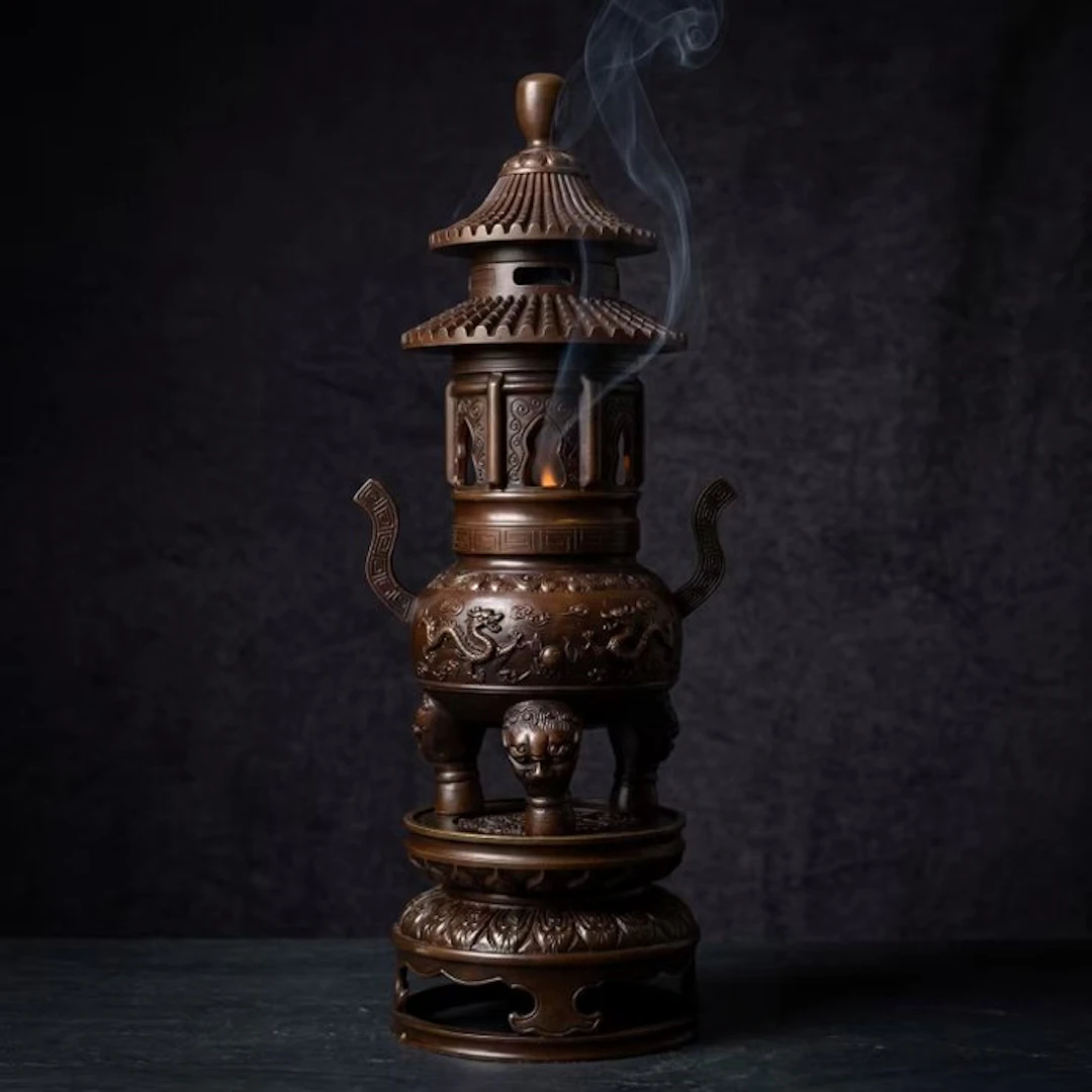 Incense burner - Bronze - Draken Pagoda 33.5 cm