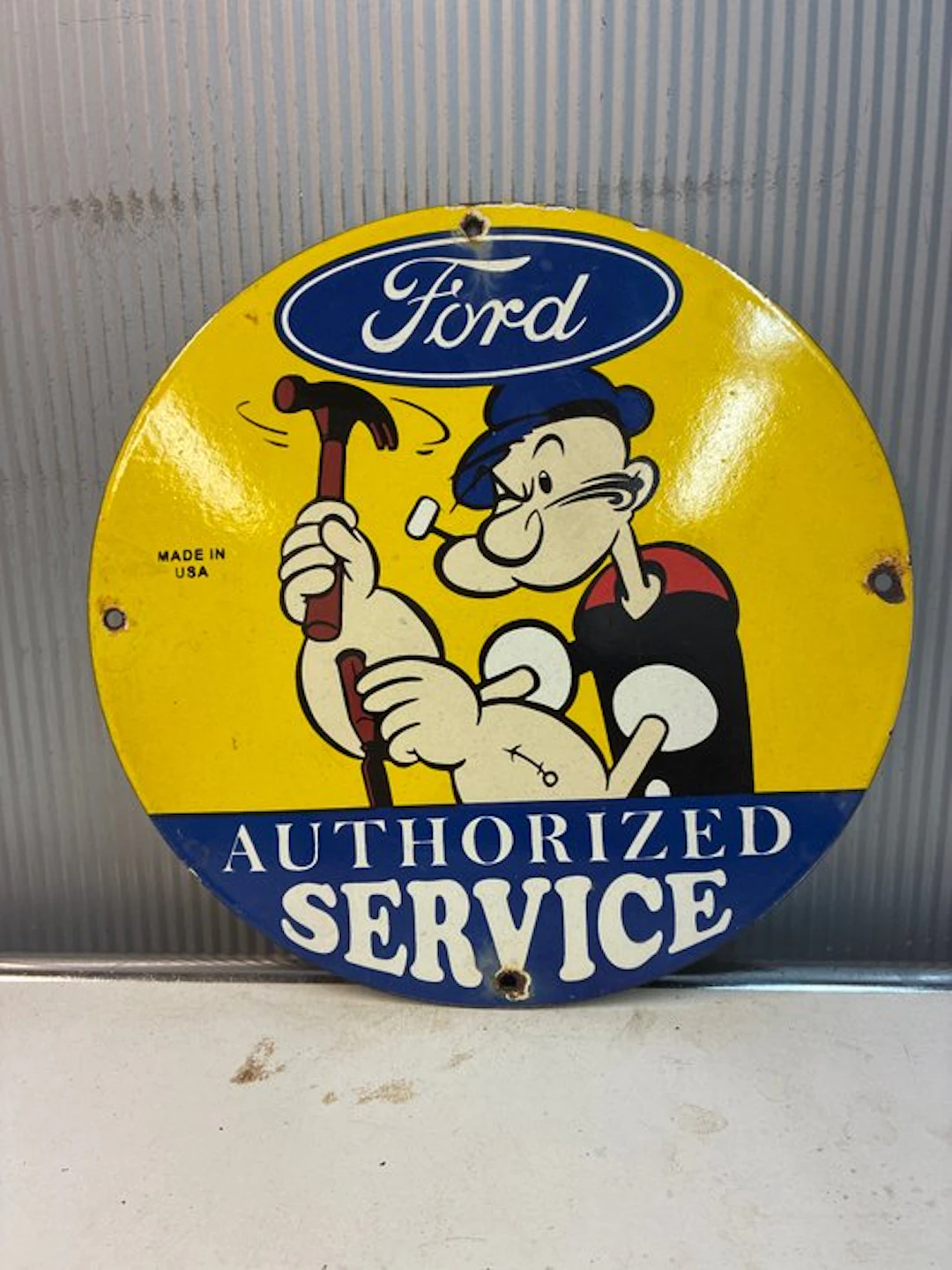 Ford - Vintage Ford 'Authorized Service' enamel sign –...
